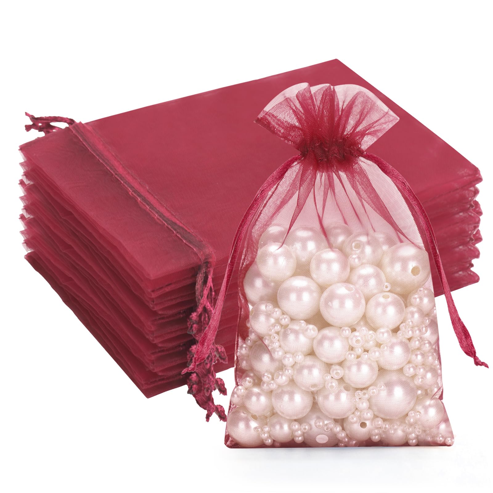 G2PLUS White Organza Gift Pouches - 7x9 CM Small Organza Favor Bags, 50 PCS Wedding Jewelry Bags - Clear Mesh Pouches for Wedding, Christmas, Birthday, Anniversary — view 7