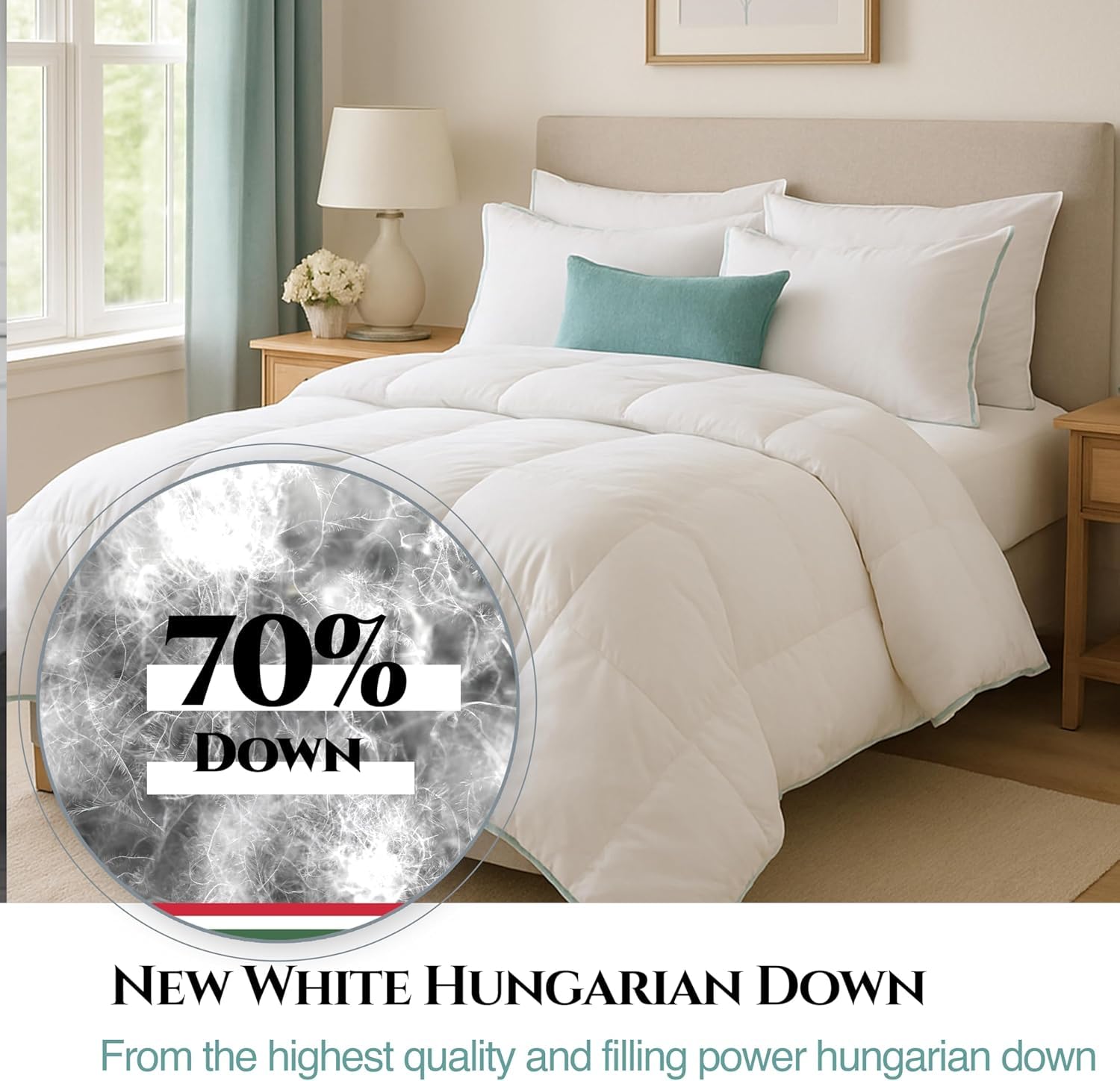 Aura® Luxury Warm Winterdecke 135 x 200 cm |Comfort 70% Neue ungarische Gänsedaunen Klasse I | Oeko-TEX 100 allergikergeeignet | pflegeleicht 100% Baumwolle