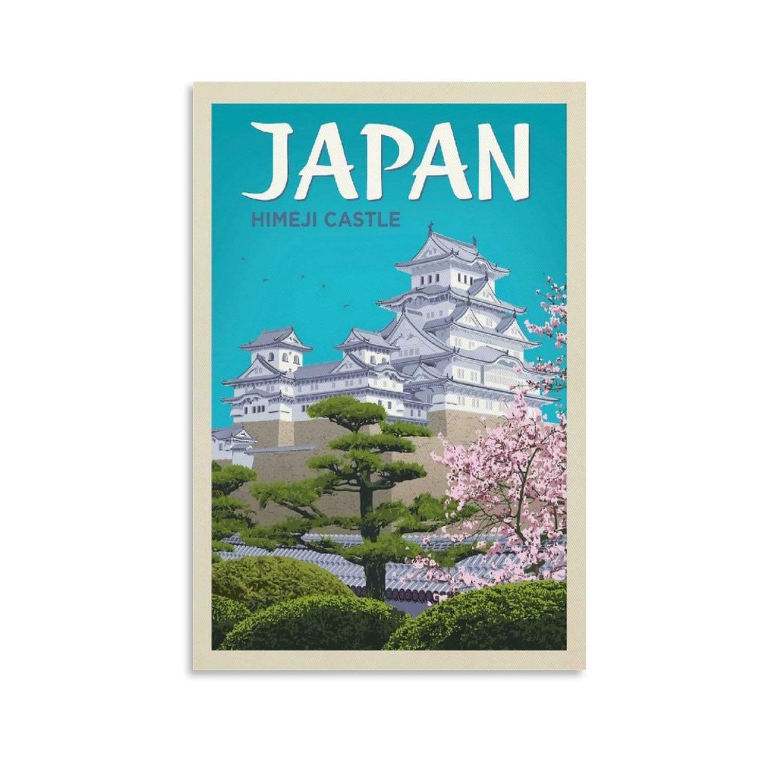 Vintage World Travel Poster Himeji Castle, Tokyo, Japan Poster Decorative Painting Canvas Wall Posters And Art Picture Print Modern Family Bedroom Decor Posters 08x12inch(20x30cm)