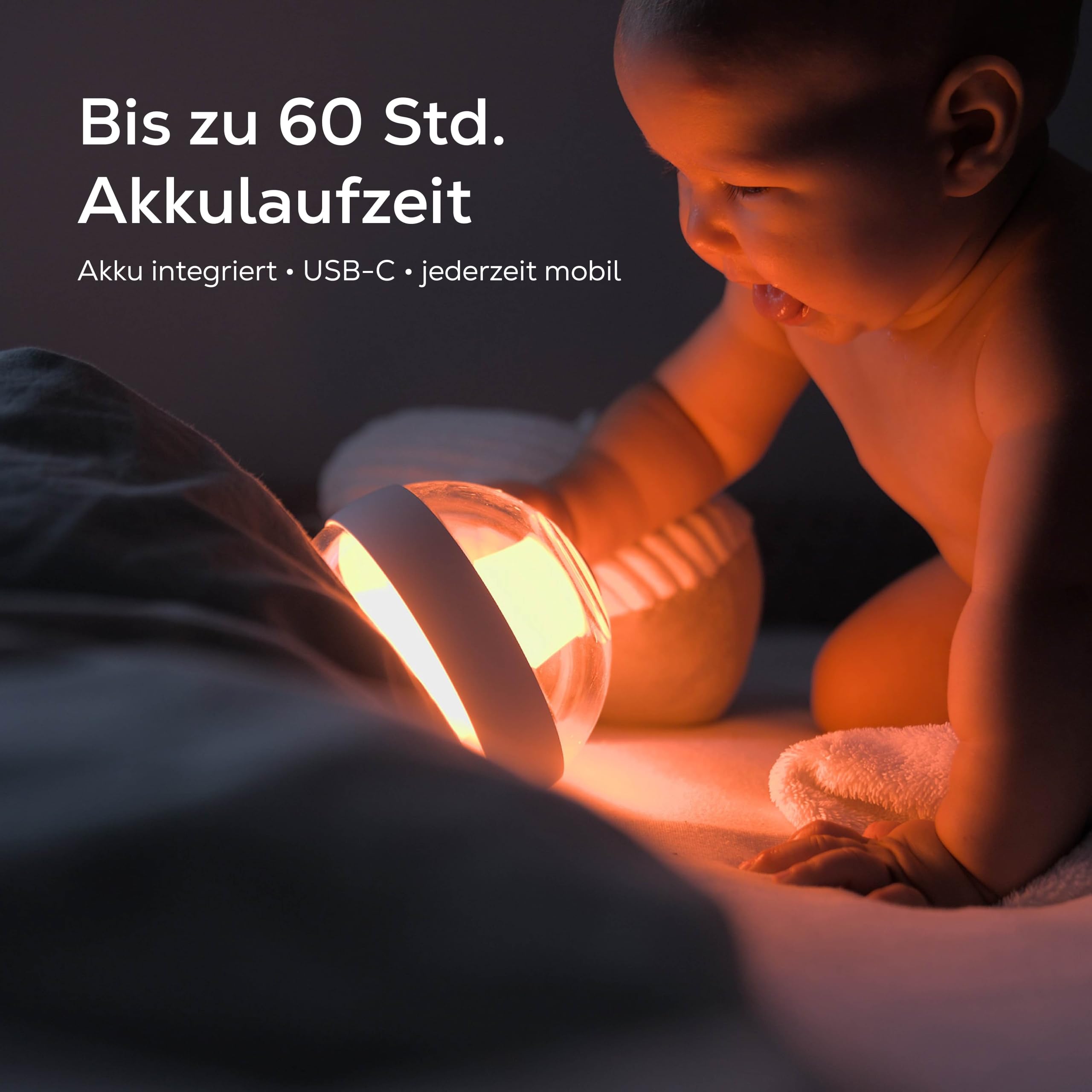 CleanSleep Nachtlicht – Rotlicht Lampe & warmes Abendlicht für ruhige Schlafroutinen – Dimmbares LED Licht mit Akku, Touchsteuerung & Deep Red Light