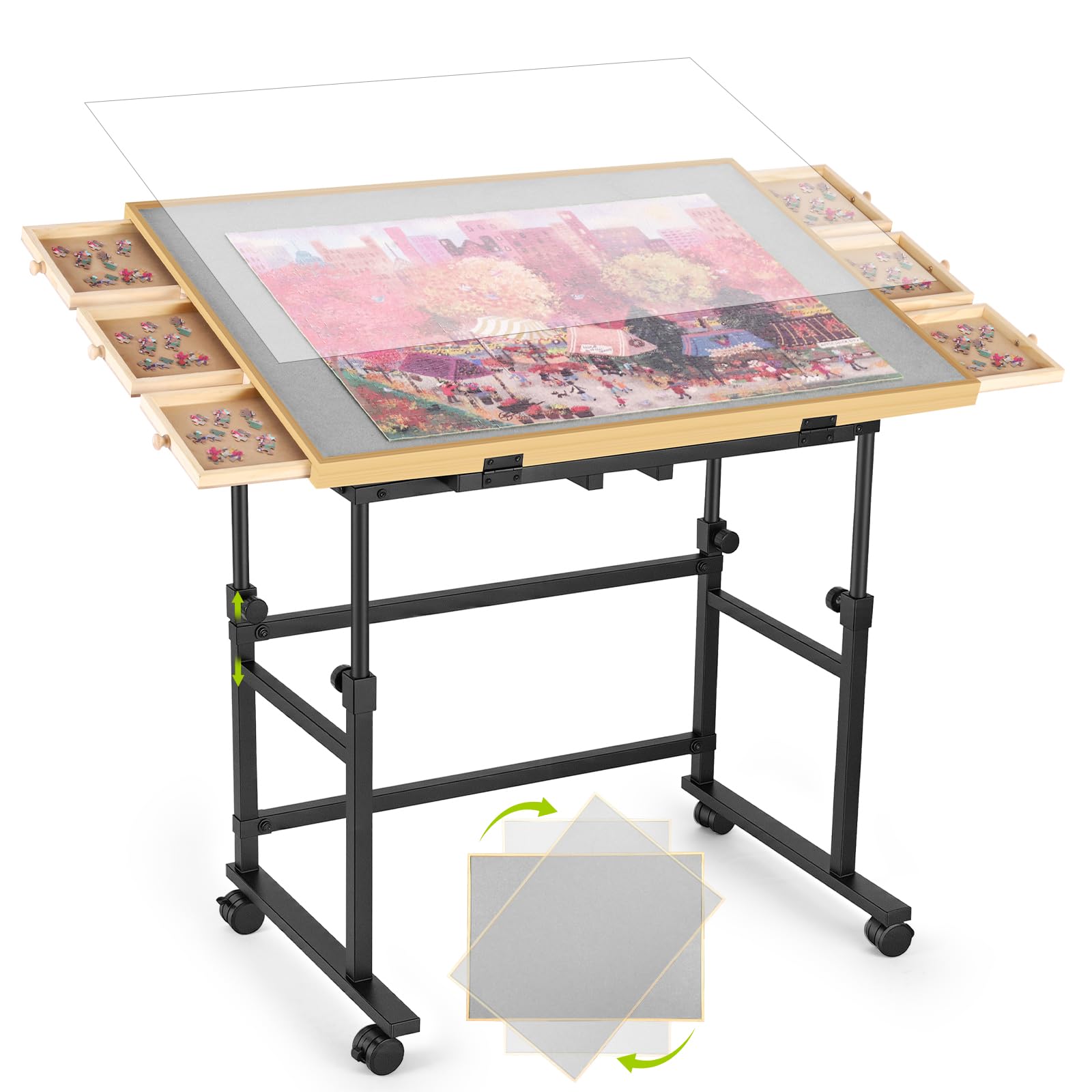 Tranqio 2000 Piece Rotating Puzzle Table with Metal Lazy Susan