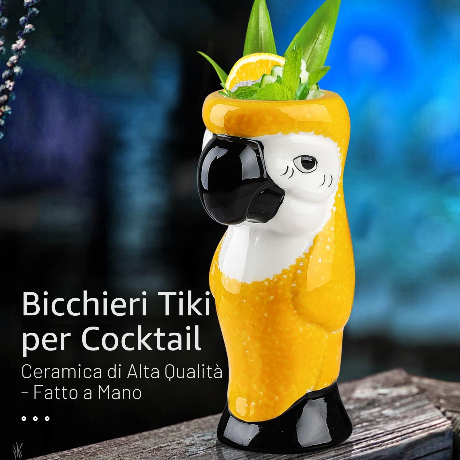 Tiki Bicchieri per cocktail Tiki Set di 4 tazze tropicali in ceramica Hawaiian Tiki Party Creative Cocktail Bicchiere Bevande Grande Bar Drinkware Premium Tropicale Esotico Carino Barware