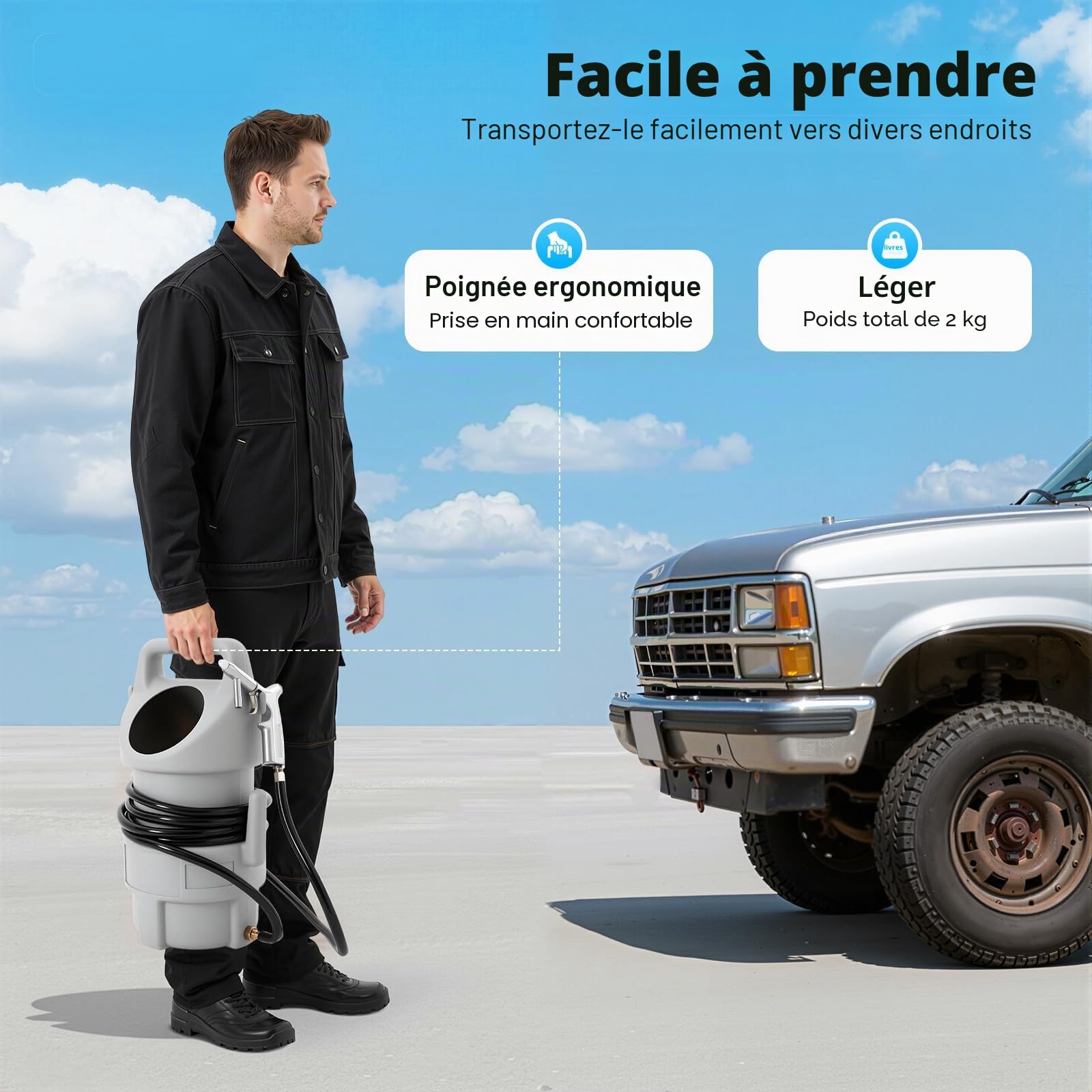 Sableuse à air comprimé 50 lbs mobile avec réservoir et pistolet de sablage