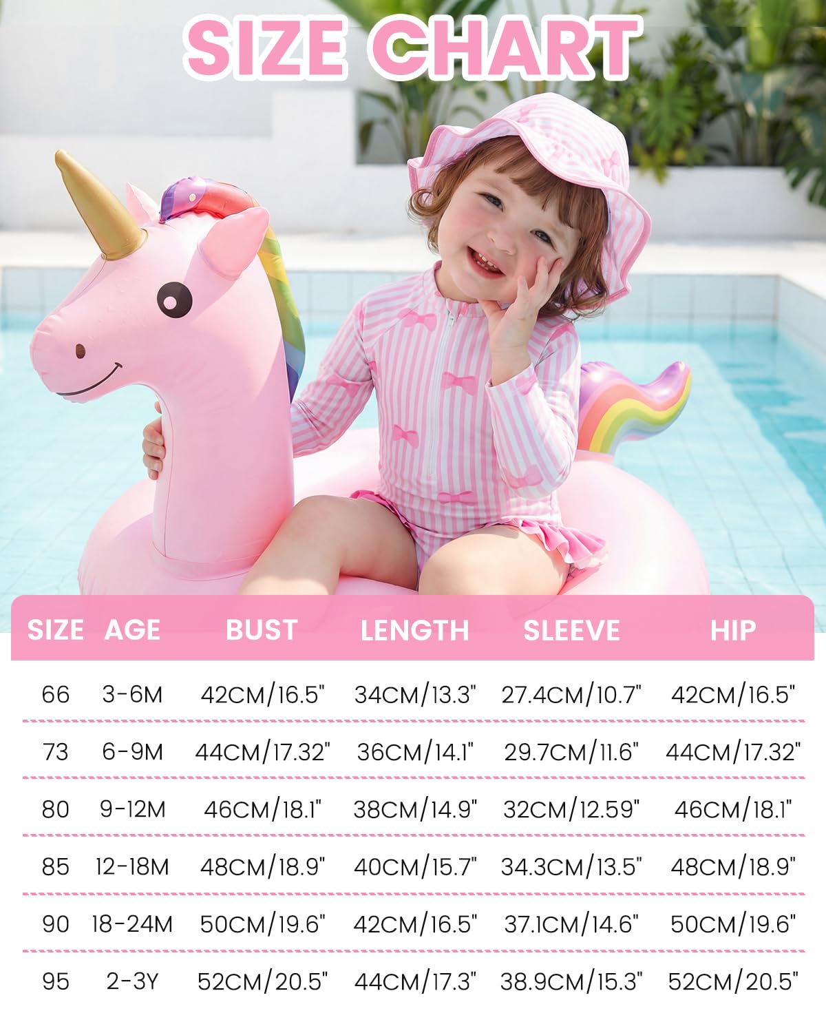 JiAmy Maillot de bain pour bébé fille avec chapeau de soleil, manches longues, protection UV, maillot de bain pour bébé fille