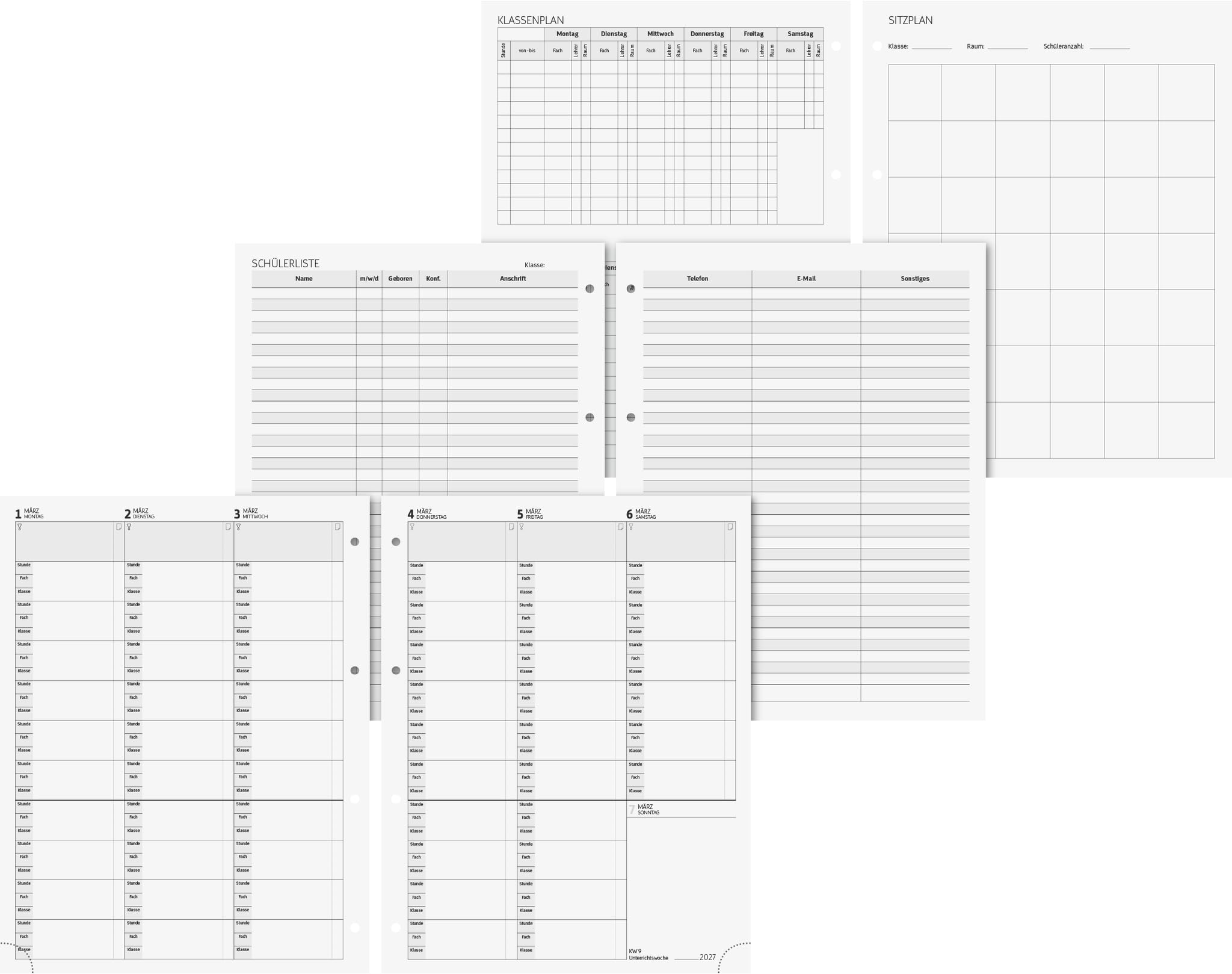 Ringbuch-Kalender mit Einlage 2026/2027 | A4+, Kunststoff, schwarz: 2 Seiten = 1 Woche ; Kalendarium: August 2026 bis Juli 2027