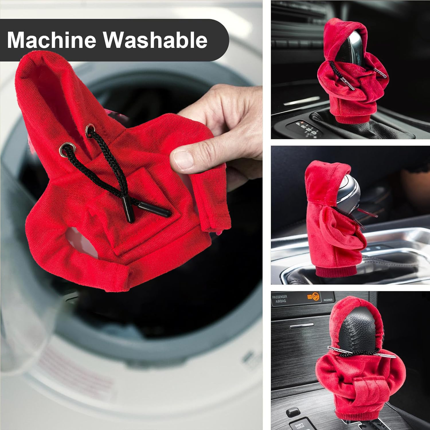 ANROI Schaltknauf Abdeckung Set - 4 Stück Hoodie Style Für Auto Innenraum