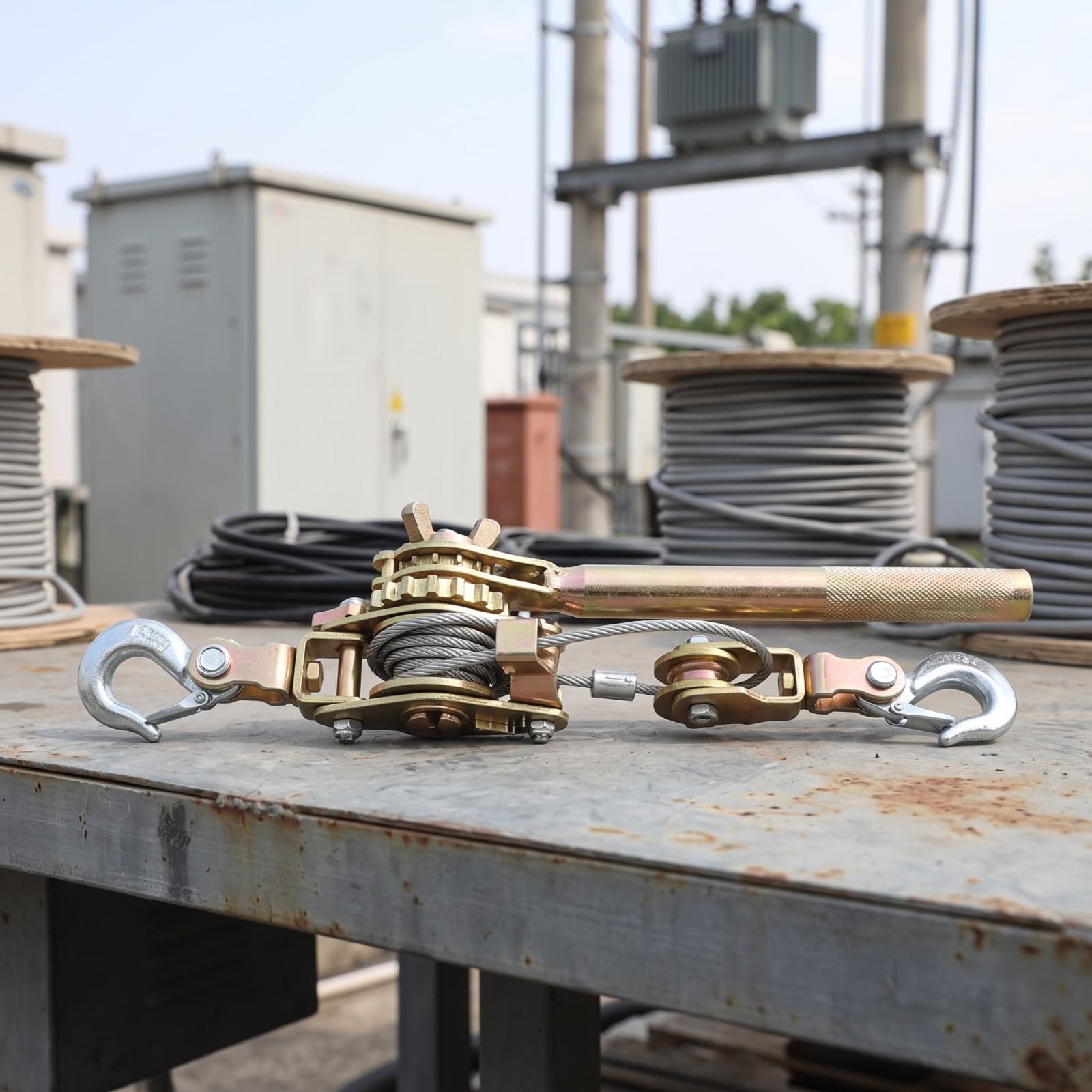 Tiracavo Manuale a Leva Robusto Compatto, per Cantiere, Recinzioni, Installatori, 3T