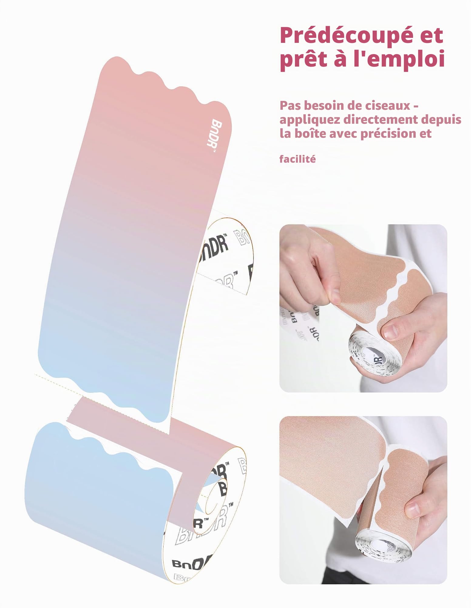 Bande de kinésiologie pré-découpée extra large avec protections de mamelons, bande de compression thoracique pour homme trans FTM – 18 x 25 cm x 20 pièces