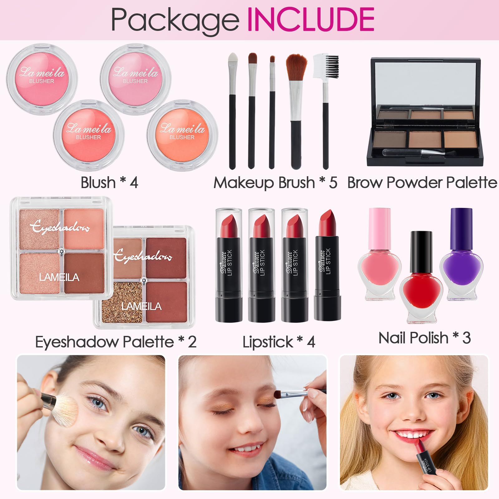 Golray Makeup Kit for Girls Full Kit Ages 8-12, Teen Beginner Make Up Train Case with Blush/Eyebrow Powder/Eyeshadows/Lipsticks, Christmas Birthday Gifts Toys for Teen Girls 8 9 10 11 12 Years Old