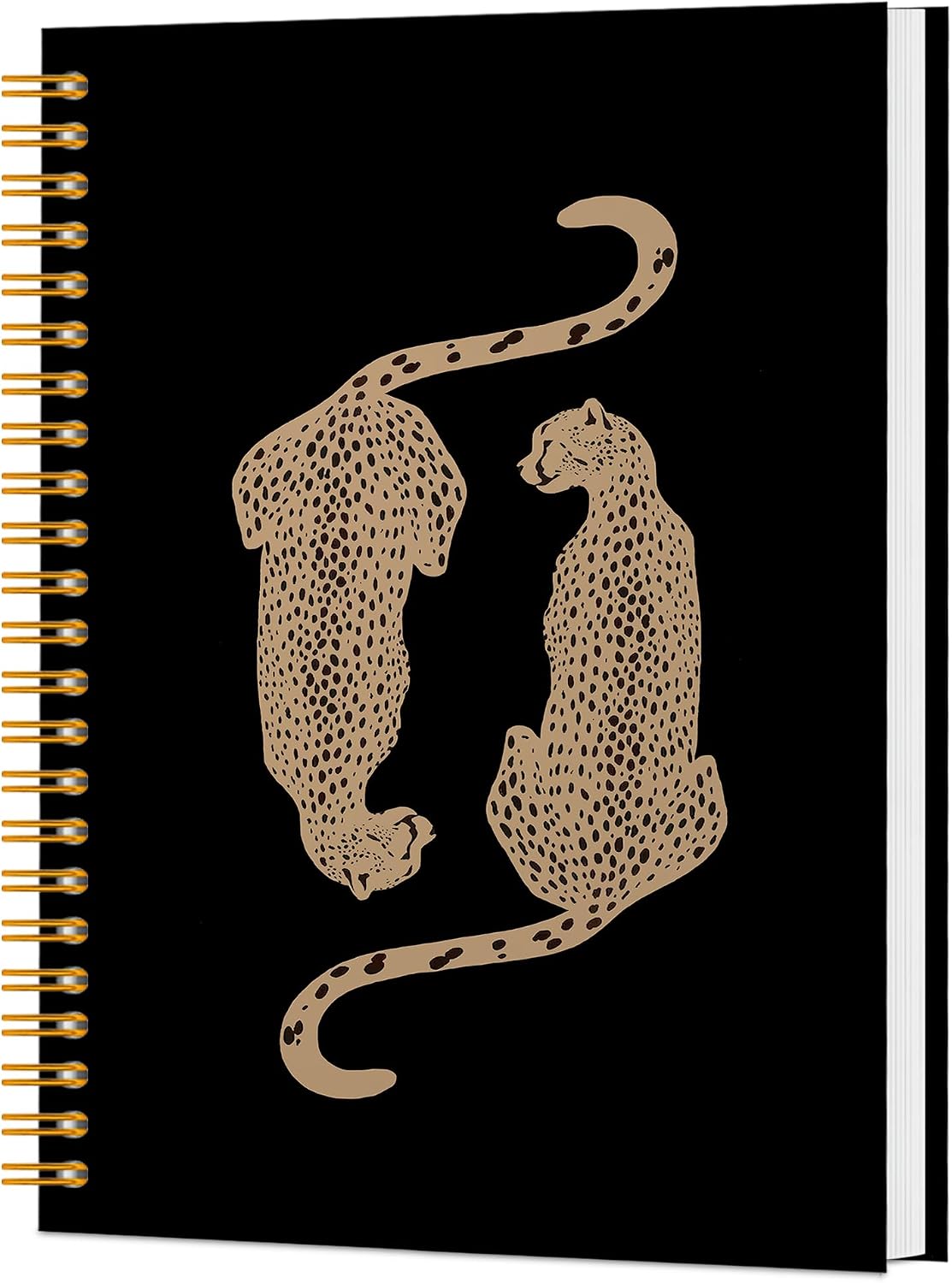 KAIOUS Preppy Cheetah Print Spiral Hardcover Journal Notebook for Women