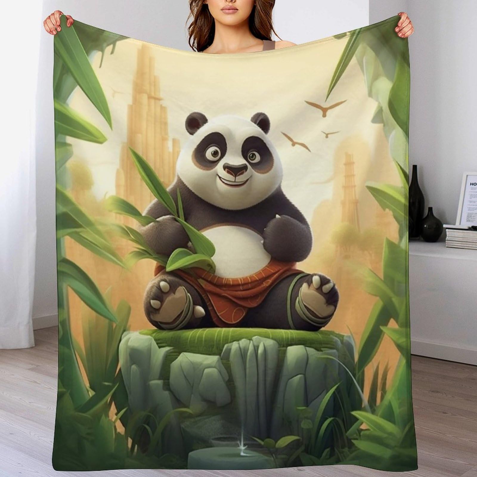 Manta de franela suave Panda gigante y calida para combatir el frio en cama