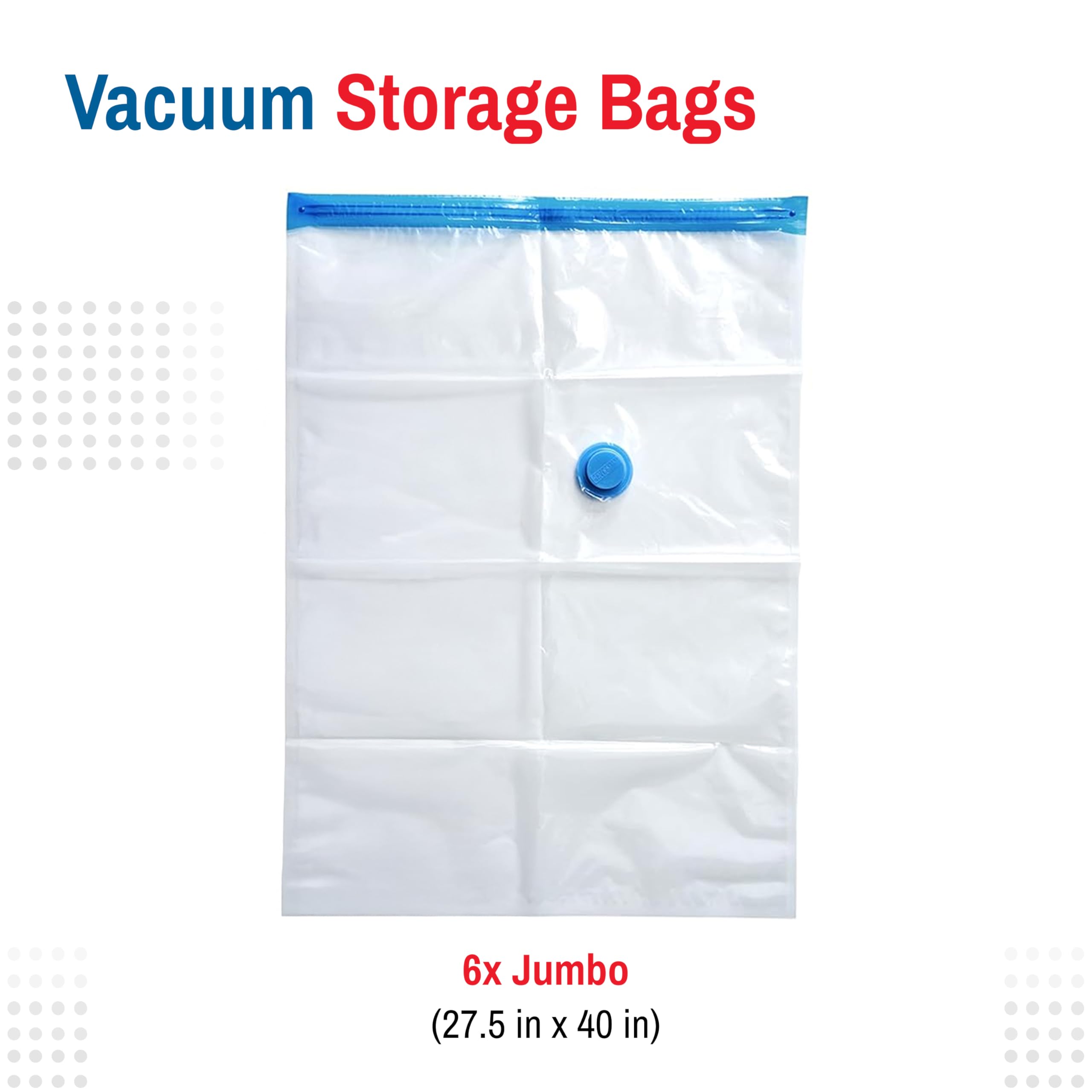 Spacesaver Premium Vacuum Storage Bags. 80% More Storage! Hand-Pump for Travel! Double-Zip Seal and Triple Seal Turbo-Valve for Max Space Saving! (Jumbo 6 Pack)