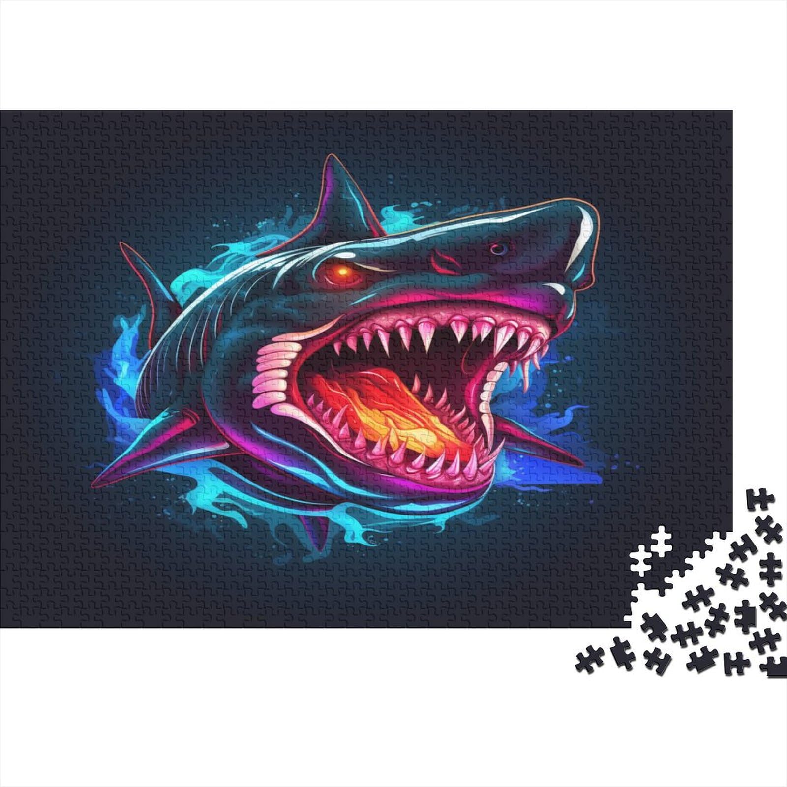 Puzzle Shark Puzzle 1000 elementów, Puzzle dla dorosłych, Puzzle - Wysokiej jakości nadruk 1000 sztuk (75 x 50 cm)