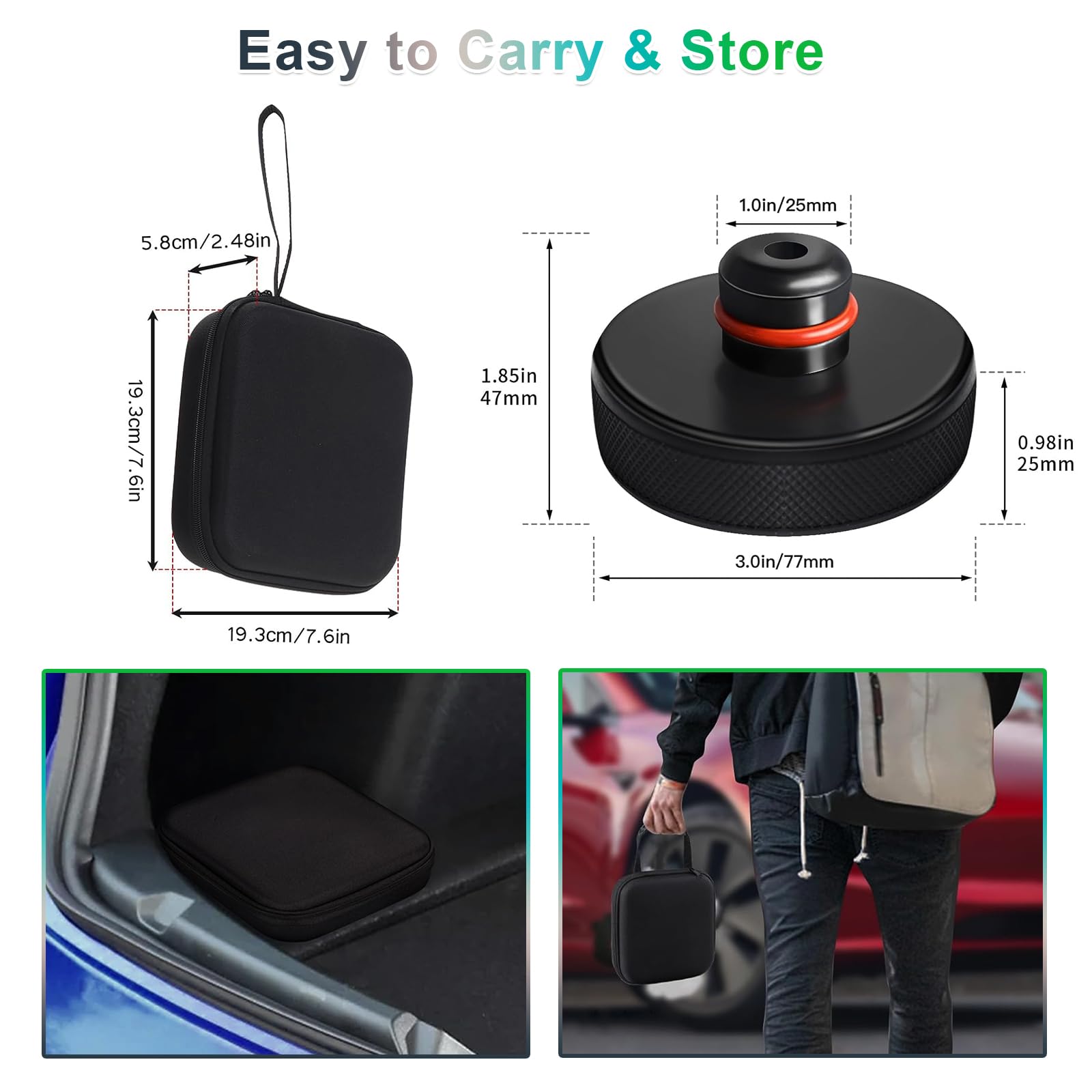 [4 Stk.] GAFAT Wagenheber Gummiauflage für Tesla Model Y Juniper Standard Model 3 Highland S X 2016-2026, Gummi Jack Point Pad Stabilisator-Adapter, Mit Organizer, Zubehör für Wagenheber Kfz (Rot)