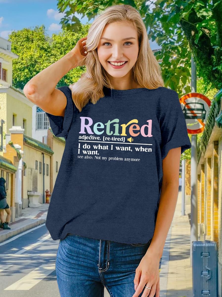 Retired Shirt for Women Retirement Teacher Tshirts Grandma Retired Life Tee Tops - Image 2