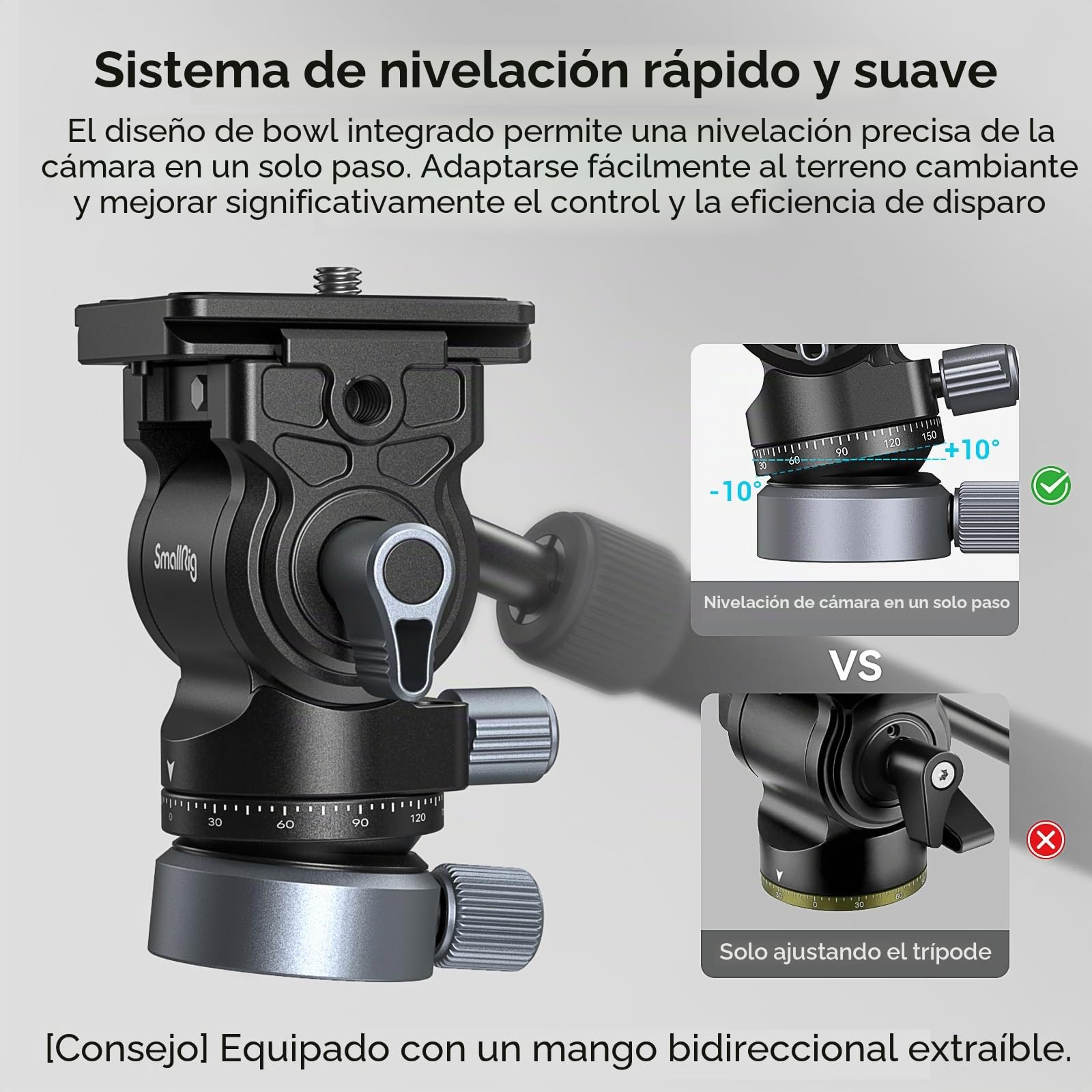 SMALLRIG Trípode de Vídeo Profesional de 72", Cabezal Fluido con Base Niveladora, Conversión de Monopié, Trípode de Vídeo con Bolsa de Transporte, Carga de hasta 8,8lbs/4kg - 4319