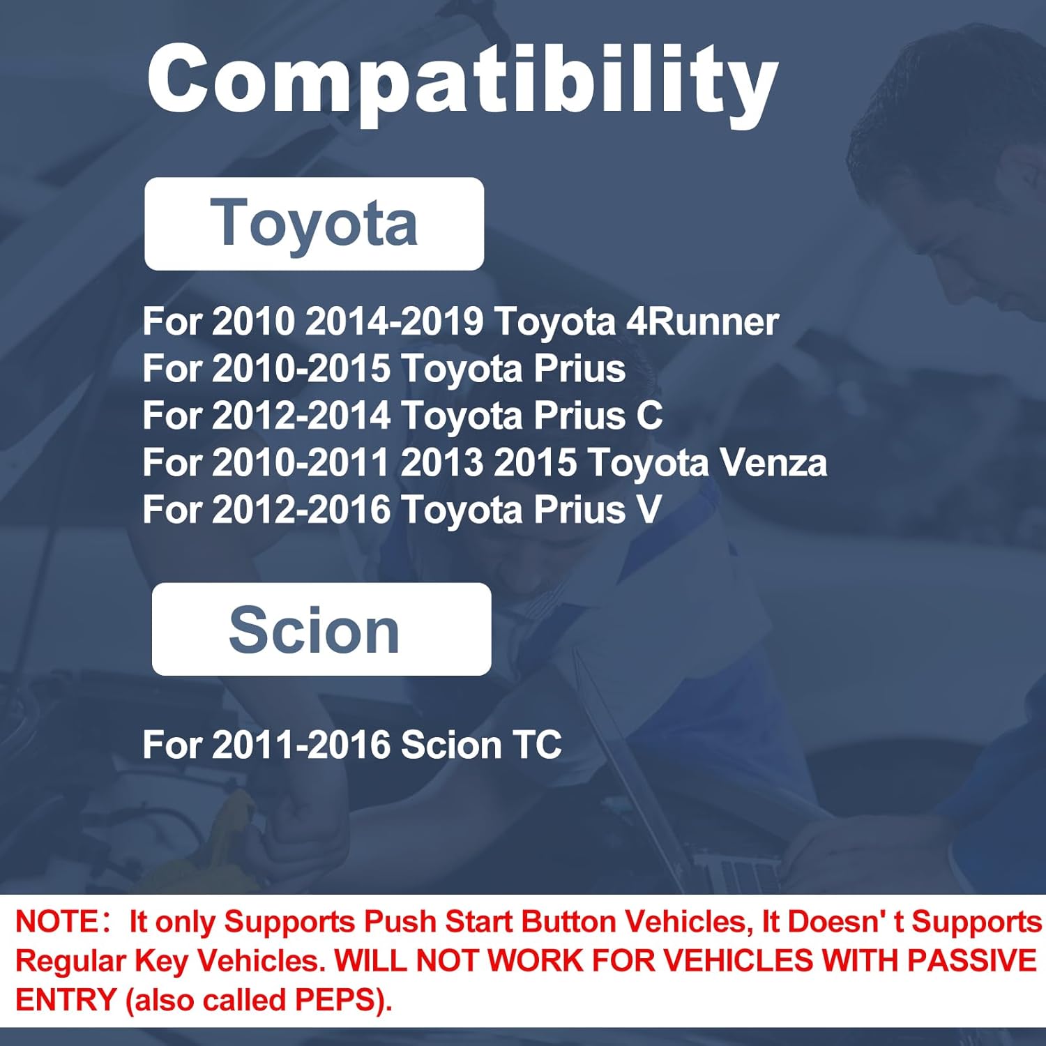 DIY Smart Key Fob Replacement Compatible with Toyota Pirus C V 4Runner Scion TC 2010-2016 Keyless Entry Remote Control Replace Kit FCC ID: HYQ14ACX Board: GNE 271451-5290