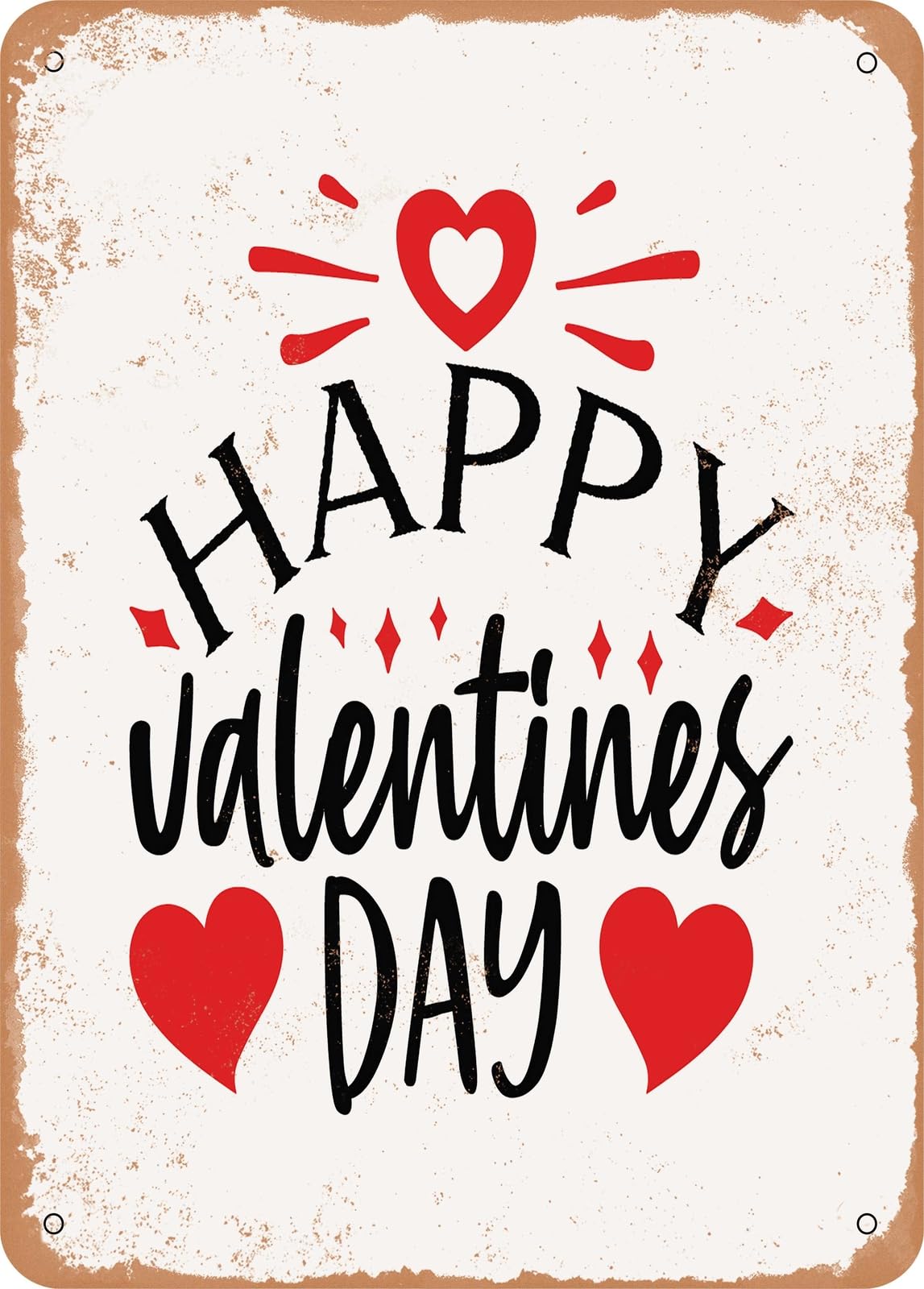 Metal Sign - Happy Valentines Day - 2 - Vintage Rusty Look home decor