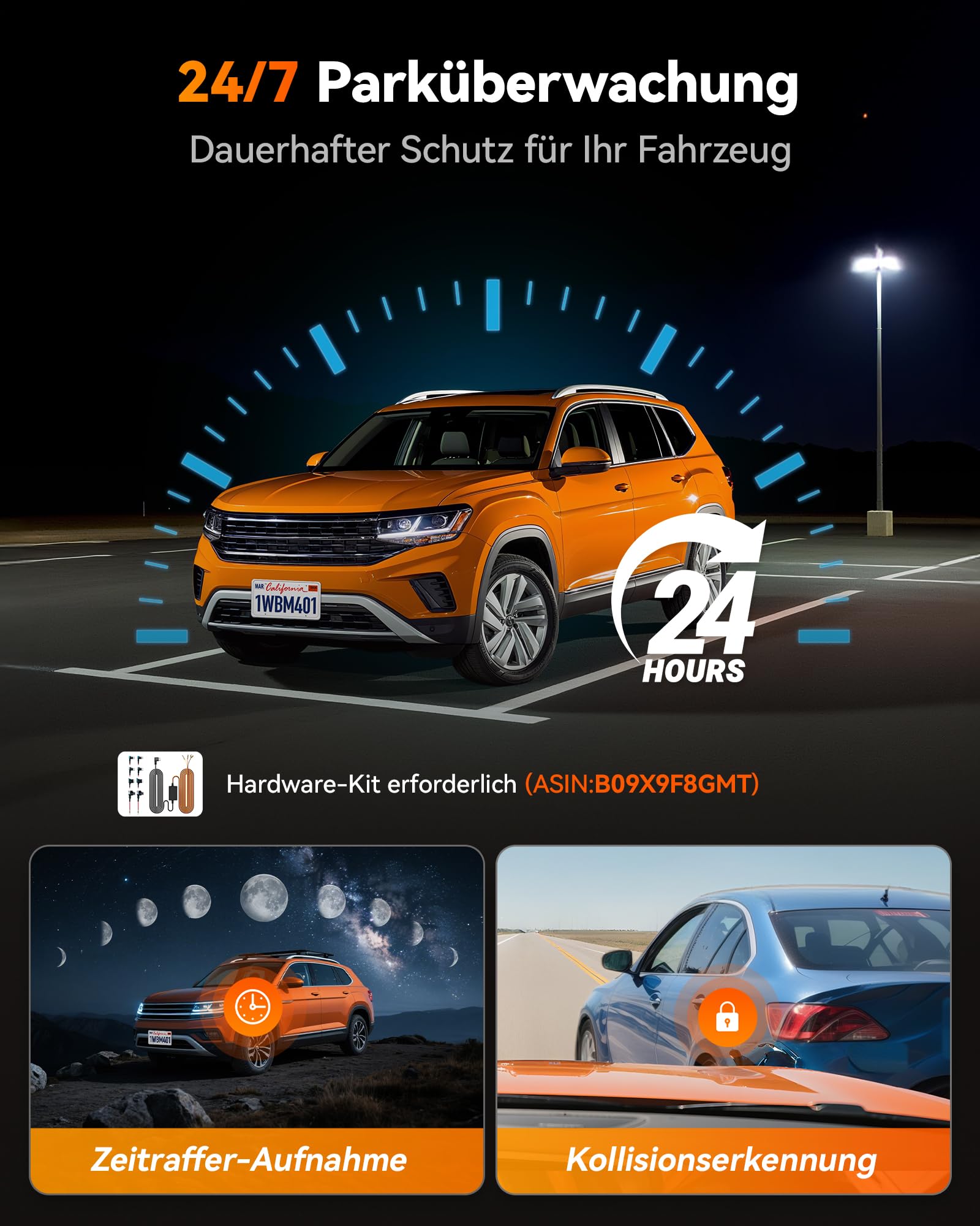 WOLFBOX M40 10” Rückfahrkamera Spiegel, 4K+1080P Dashcam Auto Vorne Hinten | Rückspiegel Kamera mit ADAS/BSD, Sprachsteuerung, Nachtsicht, Touchscreen, Integriertem Wi-Fi, Inklusive 64GB Karte & GPS