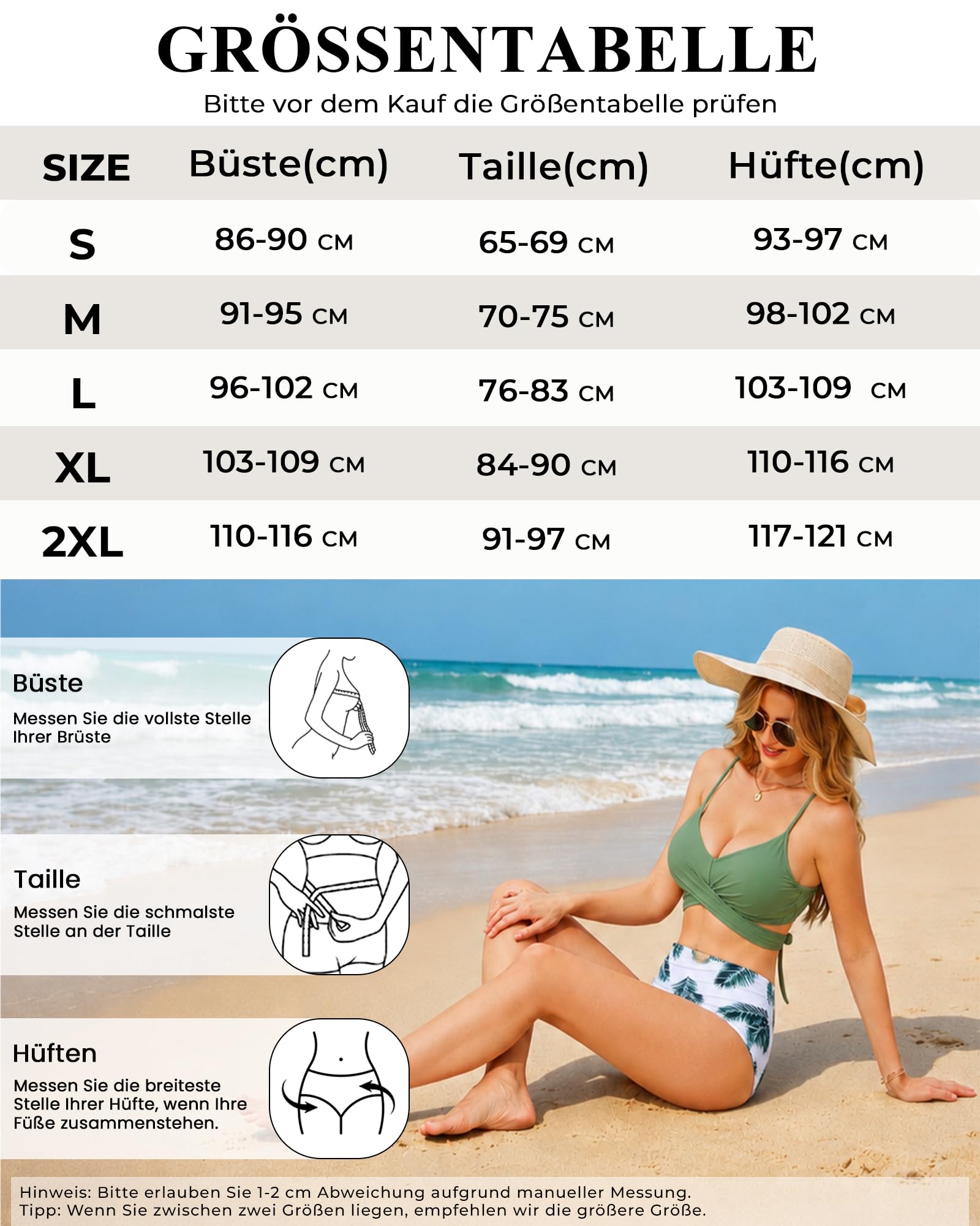 Bikini para mujer, sexy, cintura alta, push-up, traje de baño de dos piezas, parte superior, cuello en V, cruzado, ajustable, encaje hasta la espalda, tallas S-XXL