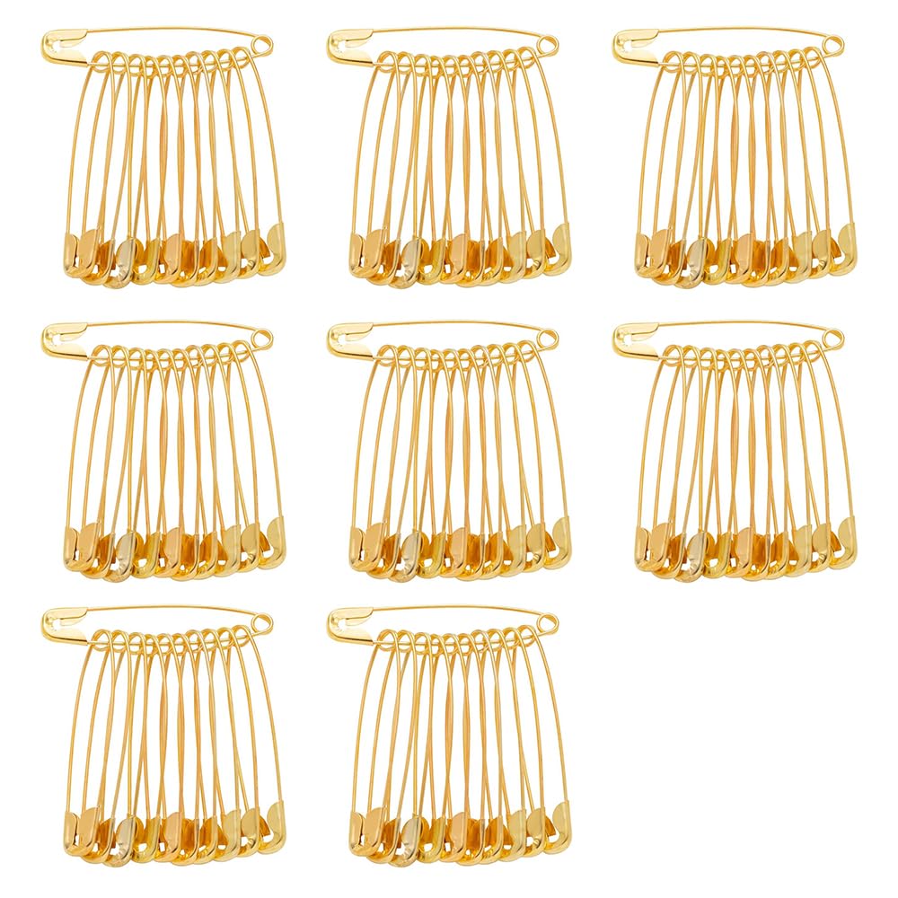 Aurisse Gold 80 Pcs Large Safety Pins Bulk, 56Mm Extra Strong Sturdy Safety Pins For Sewing, Crafts, Clothing Repair, Leather, Blankets And Diaper Cloths