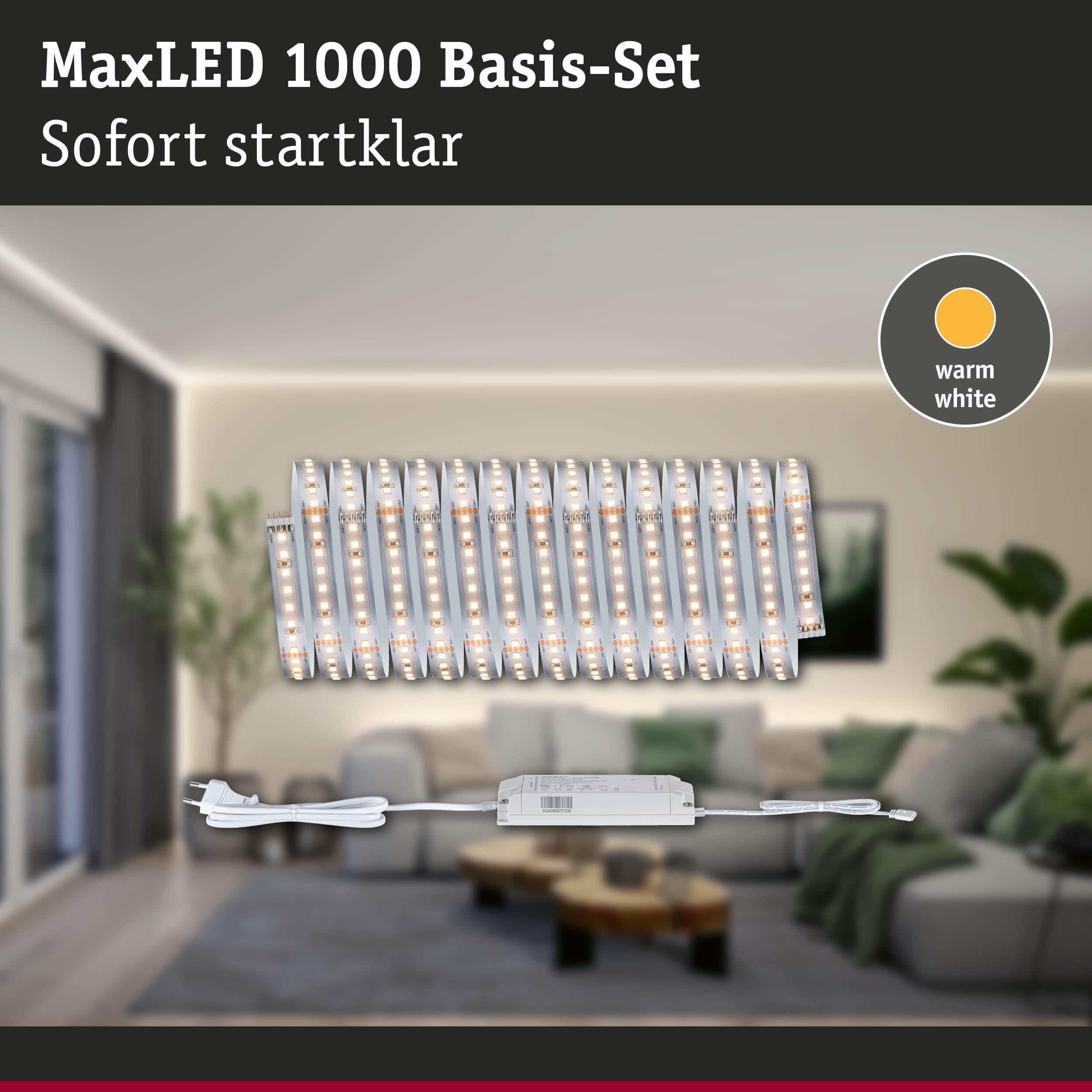Paulmann MaxLED 1000 LED Strip Basisset 5m Warmweiß 30W 1100lm/m 2700K 60VA 71241