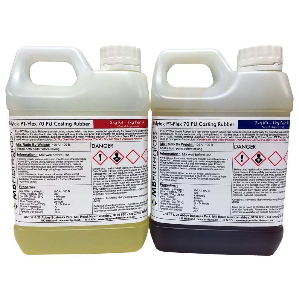 Polycraft ( Mb Fibreglass ) Polycraft Pt Flex 70 Fast Curing Polyurethane Casting Rubber 2Kg Kit