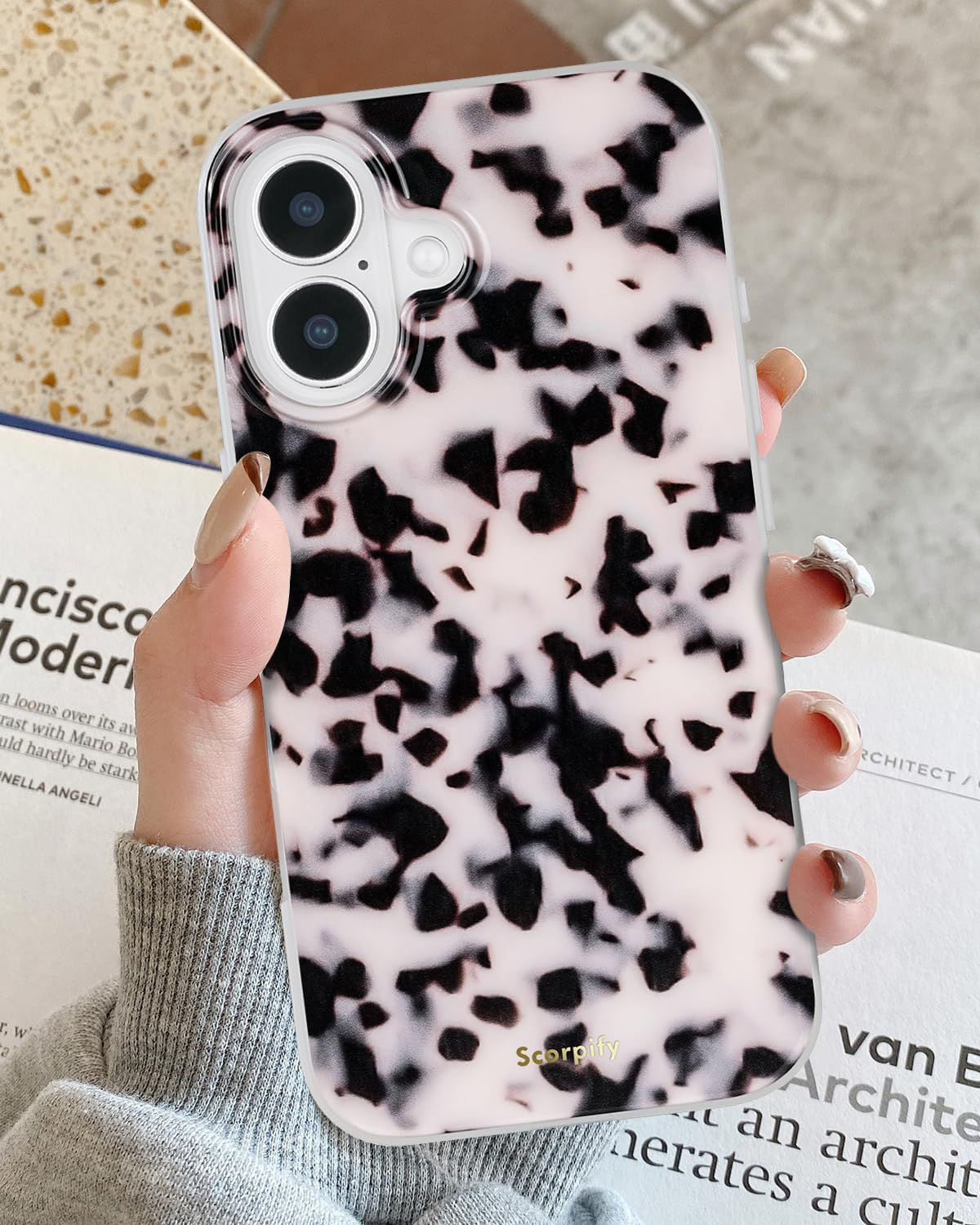 SCORPIFY for iPhone 17 Case [Compatible with MagSafe] with Pink Tortoise Shell Design, Cute Brown Magnetic Phone Cover for Women Girls, Slim Shockproof Bumper - Image 3