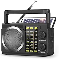 Vista 1 de PRUNUS J-135 AM FM Radio Portable Bluetooth, Solar/AA Battery Operated/USB-C Rechargeable for Emergency, Transistor Radios with Flashlight,Support