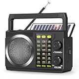 PRUNUS J-135 AM FM Radio Portable Bluetooth, Solar/AA Battery Operated/USB-C Rechargeable for Emergency, Transistor Radios with Flashlight,Support TF Card/USB Playing, Large Knob Easy to Use