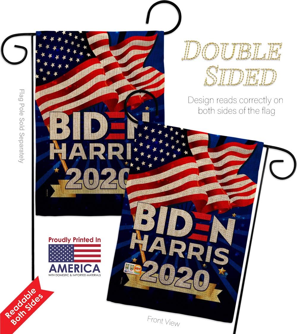 Biden Harris 2020 Burlap Garden Flags Pack Patriotic President Democrat Republican Tea Party United State American Election USA Applique Small Gift Yard House Banner Double-Sided 13 X 18.5