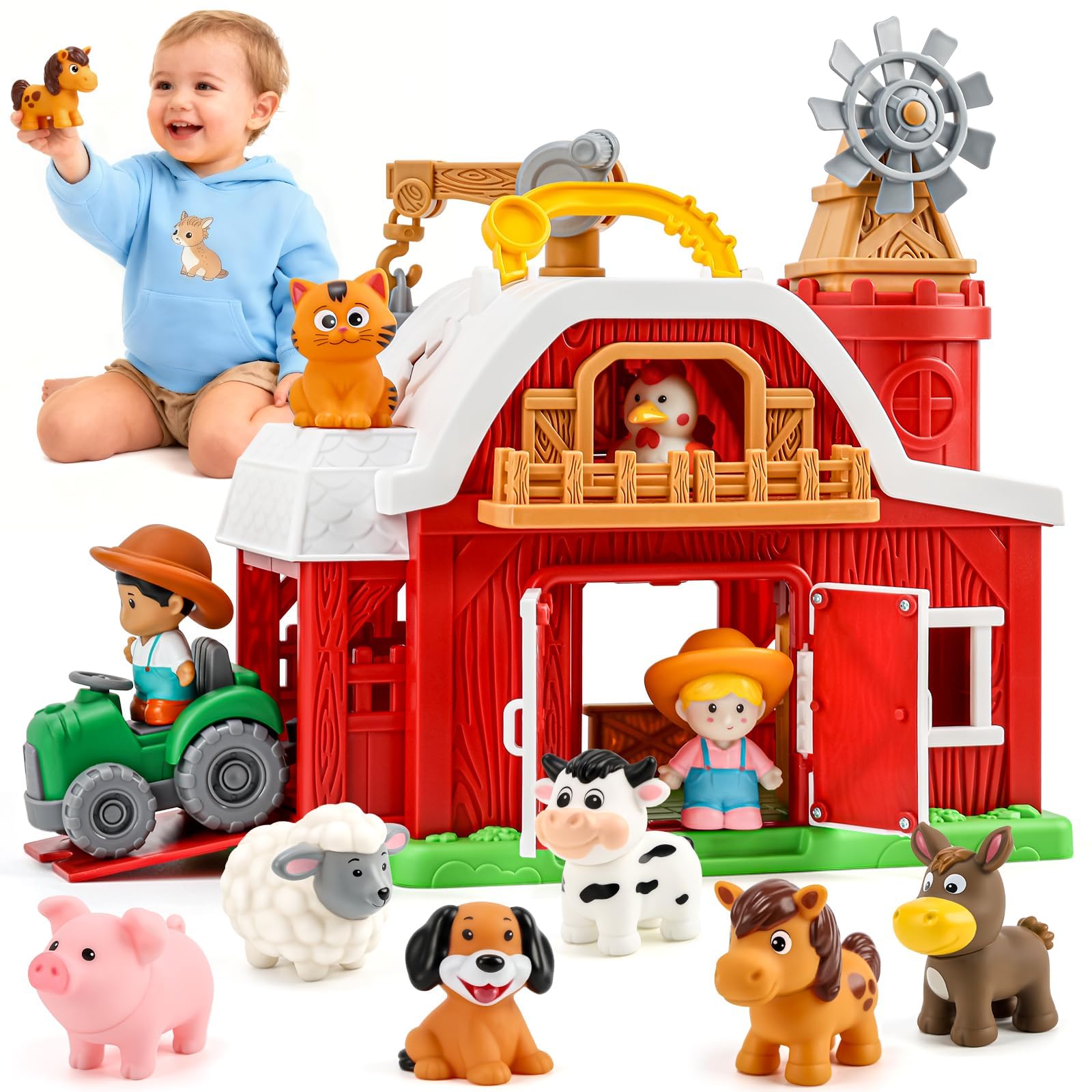 Photo 1 of ***MISSING PIECES -SELLING AS IS ONLY*** Upgraded Farm Animal Big Barn Playset Gifts for Toddlers Christmas|Montessori Learning Toys for 18 Months Olds Girls Boys|Pretend Animal with Tractor Birthday Gifts for 2 Years