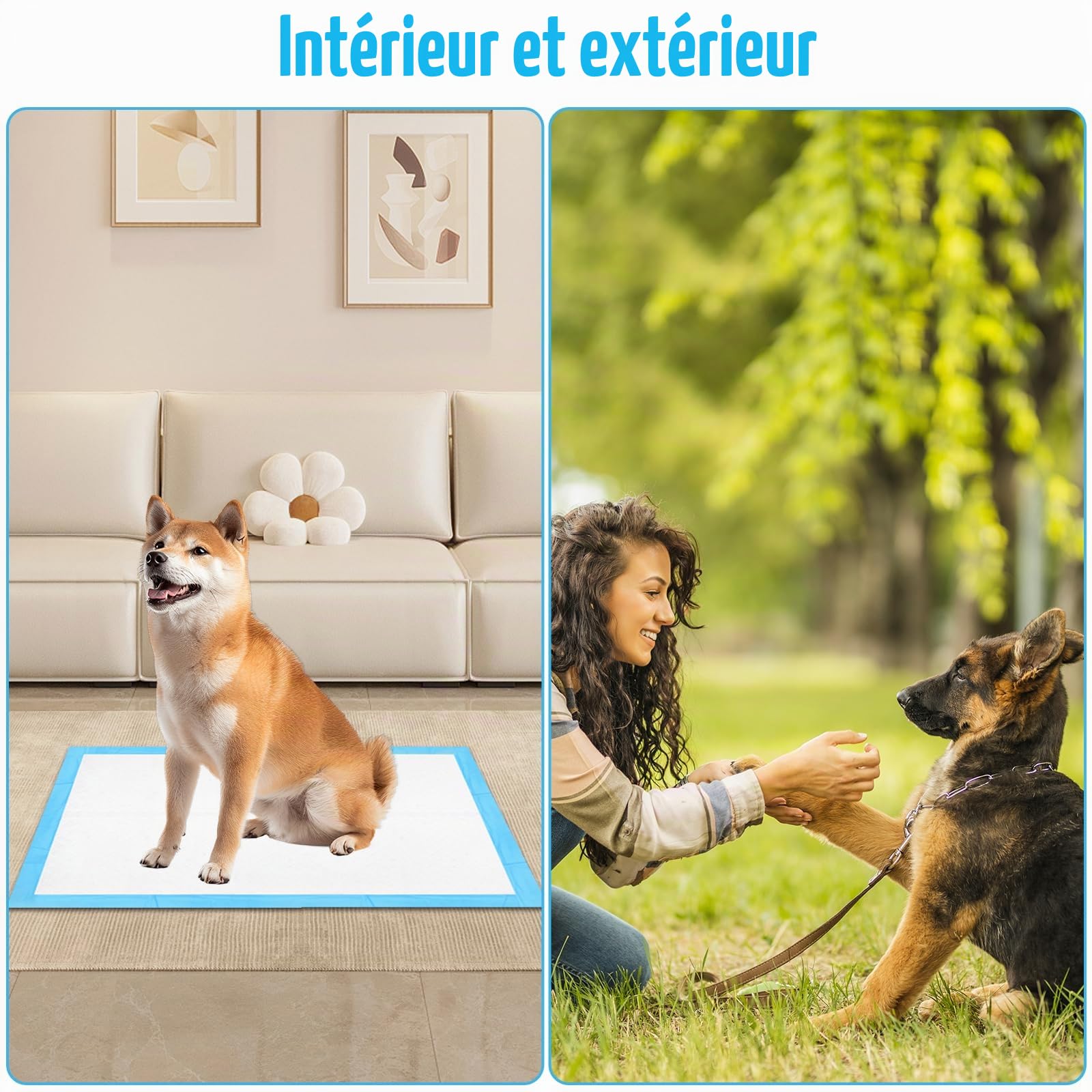 Alaise pour Chien 100 Pièces,60 x60cm Aleses Jetables pour Chien, 5 Couches Tapis Educateur Chiot, Tapis Hygiénique Absorbant, Anti-Fuite et Séchage Rapide