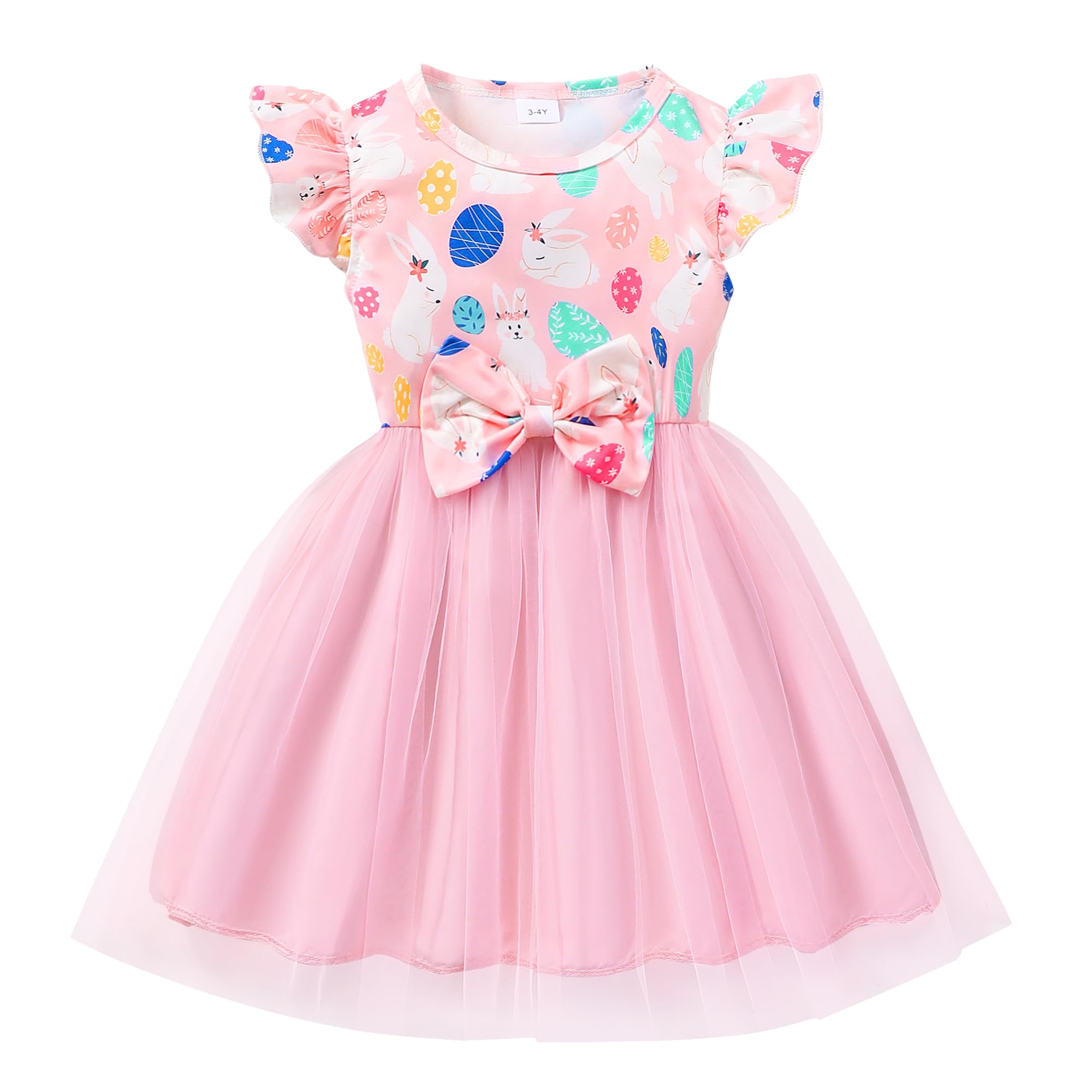 GOTHLETIC Little Girls Tulle Tutu Dress - Toddler Kids Flutter Sleeve Princess Sundress Casual Summer Outfit Clothes for 2-7Y