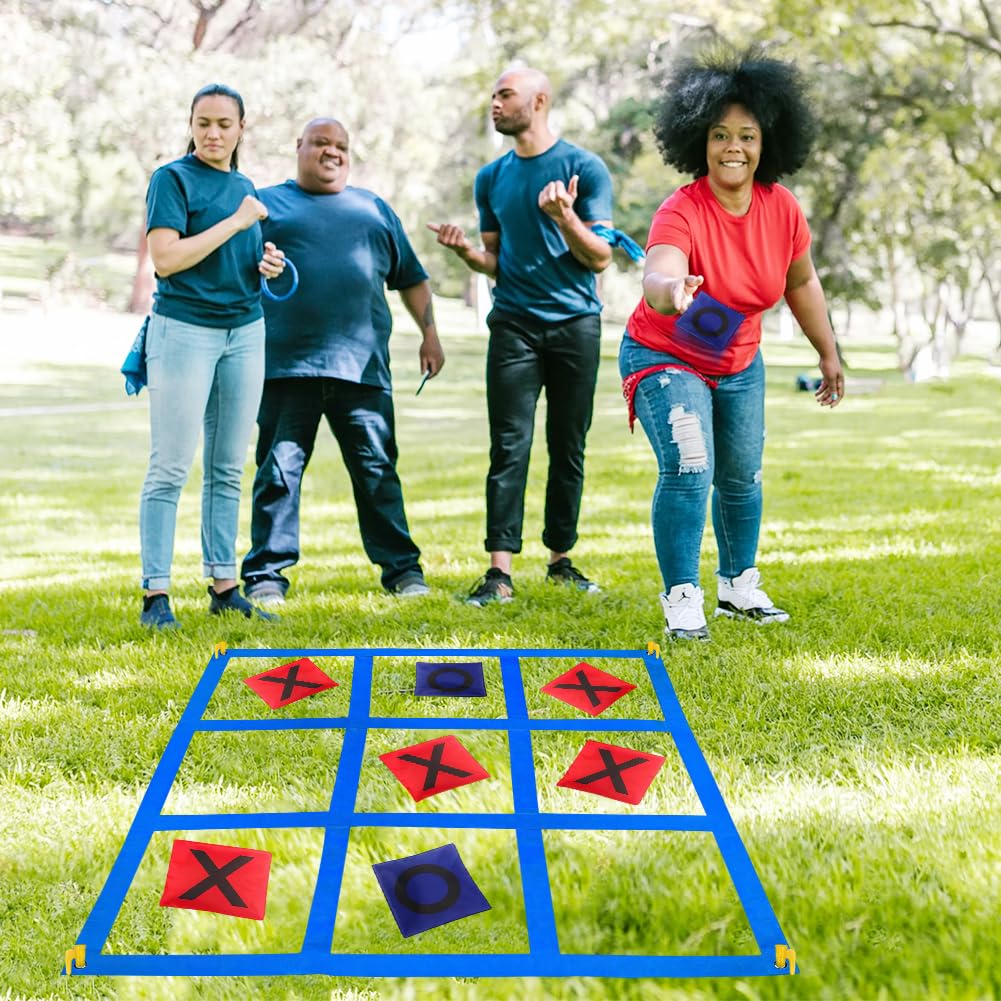 Enorme Tic Tac Toe, juegos de lanzamiento de puf para niños y adultos, juego de juego al aire libre, jardín, playa, camping, fiesta familiar, fiesta en el jardín, cumpleaños infantil
