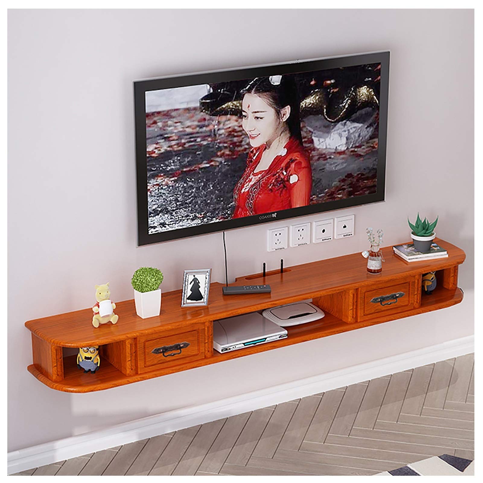 Soporte flotante para TV de pared para televisores de 47.2/55.1/59 pulgadas, elegante estantería que ahorra espacio, solución de almacenamiento de entretenimiento en el hogar