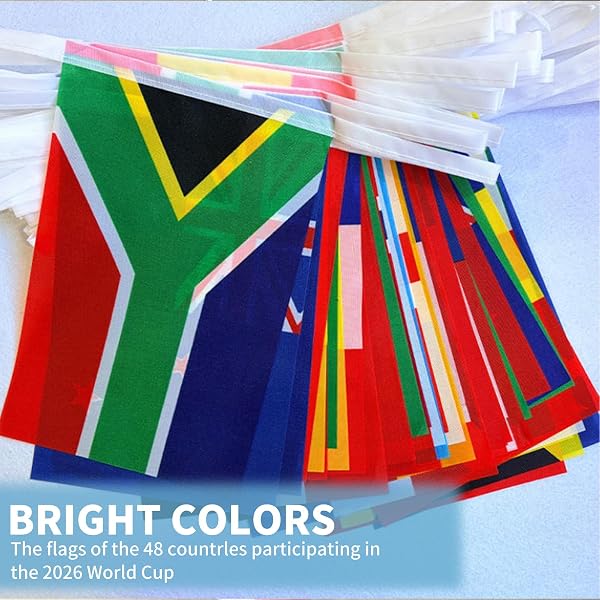 World Cup Bunting 2026, 48 Participating Countries Banner String Flags,World Cup Football 2026 Double Sided Fabric Flags for Bar, Pub,Street, Garden, Sports Event Decoration (20m/65.6ft,2 Pack) - 3