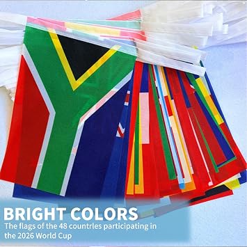 World Cup Bunting 2026, 48 Participating Countries Flags Banner, World Cup Football 2026 Decorations for Garden, Bar, Party & Outdoor Decor, Football Fans Sports Gatherings (15m)