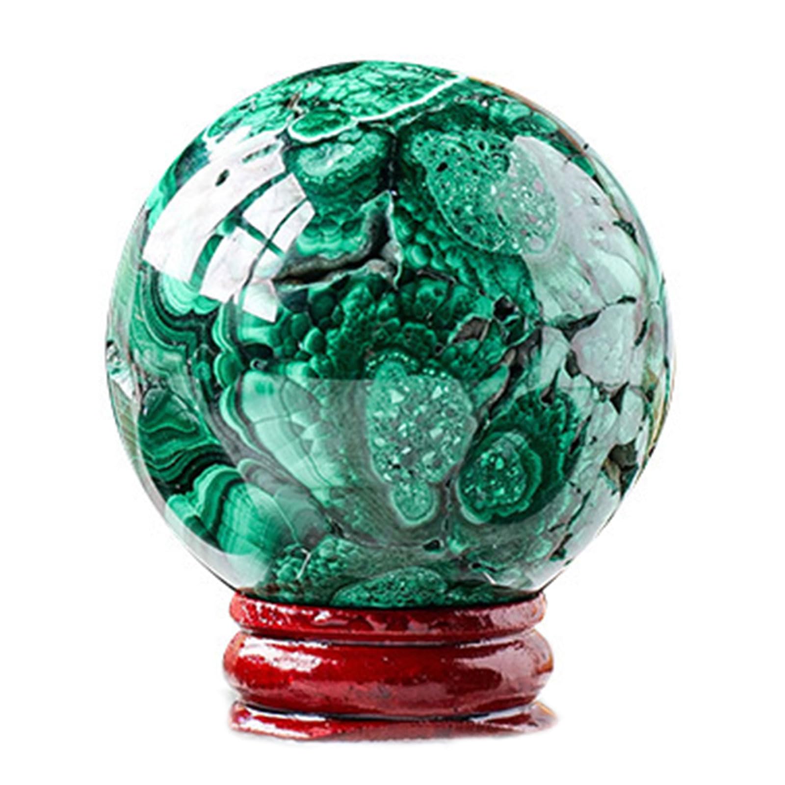 Sfera di Cristallo con Sfera di Malachite Verde, Statuetta con Scultura a Sfera in Pietra preziosa curativa Naturale con Supporto per Decorazioni per la casa,40~45mm