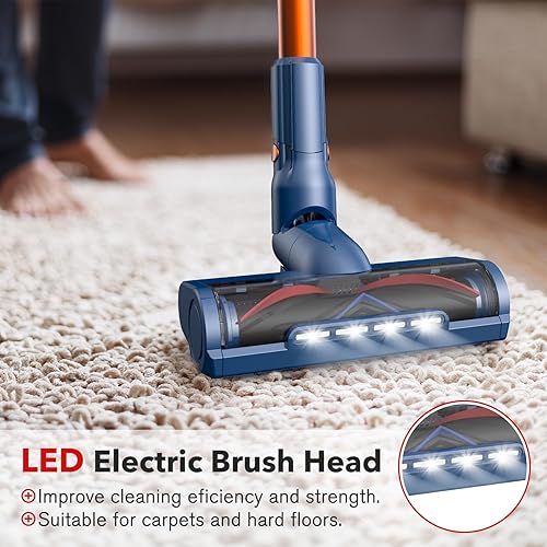 Miniatura 8 de whall Aspiradora inalámbrica, succión mejorada de 25 Kpa de 280 W, motor sin escobillas, 4 en 1, aspiradora de mano ligera para el hogar, pelo de