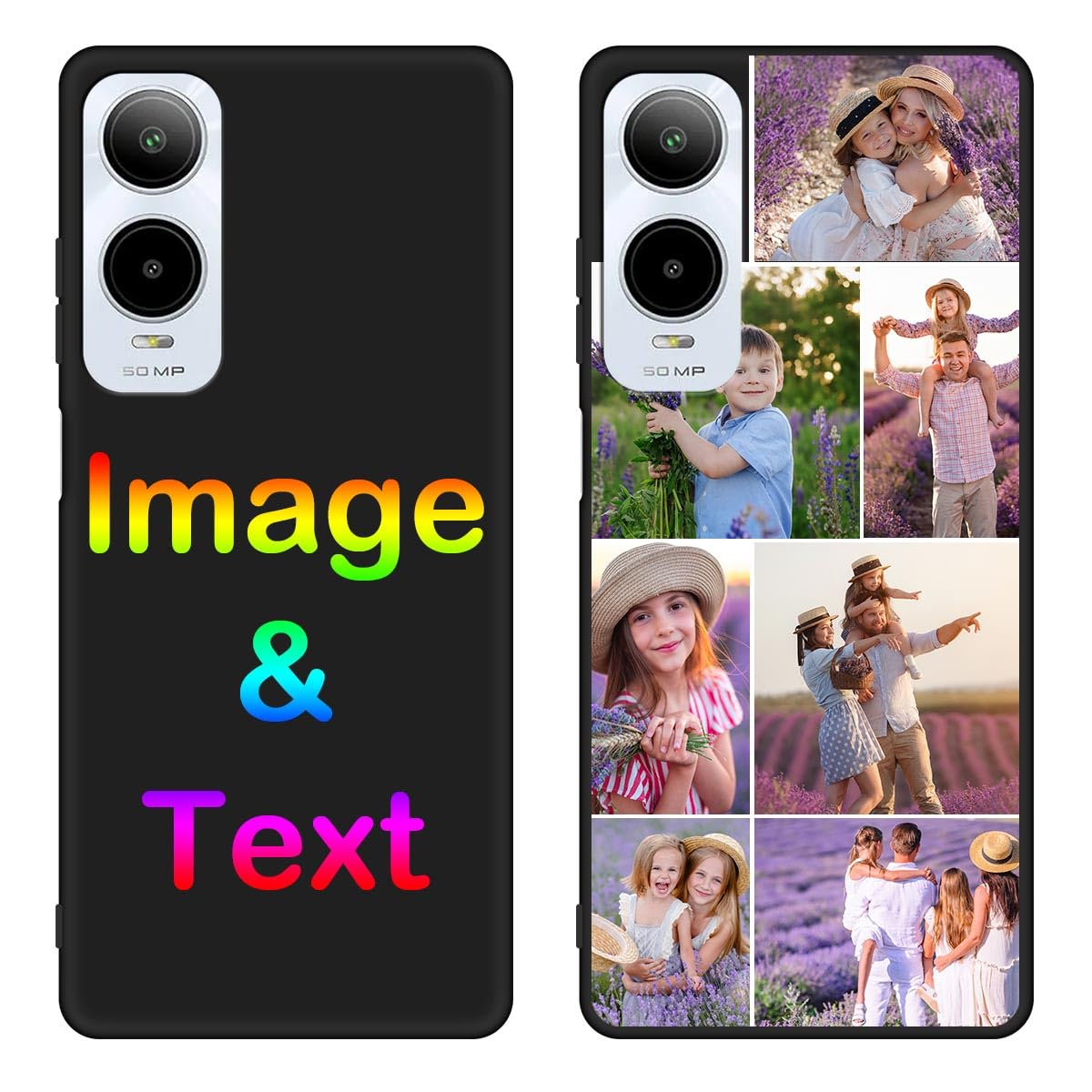Yakify Custom 7 Pictures Phone Case with Text for Cricket Icon 6 Personalized Photos Phone Cover Customized Christmas Halloween Thanksgiving Birthday