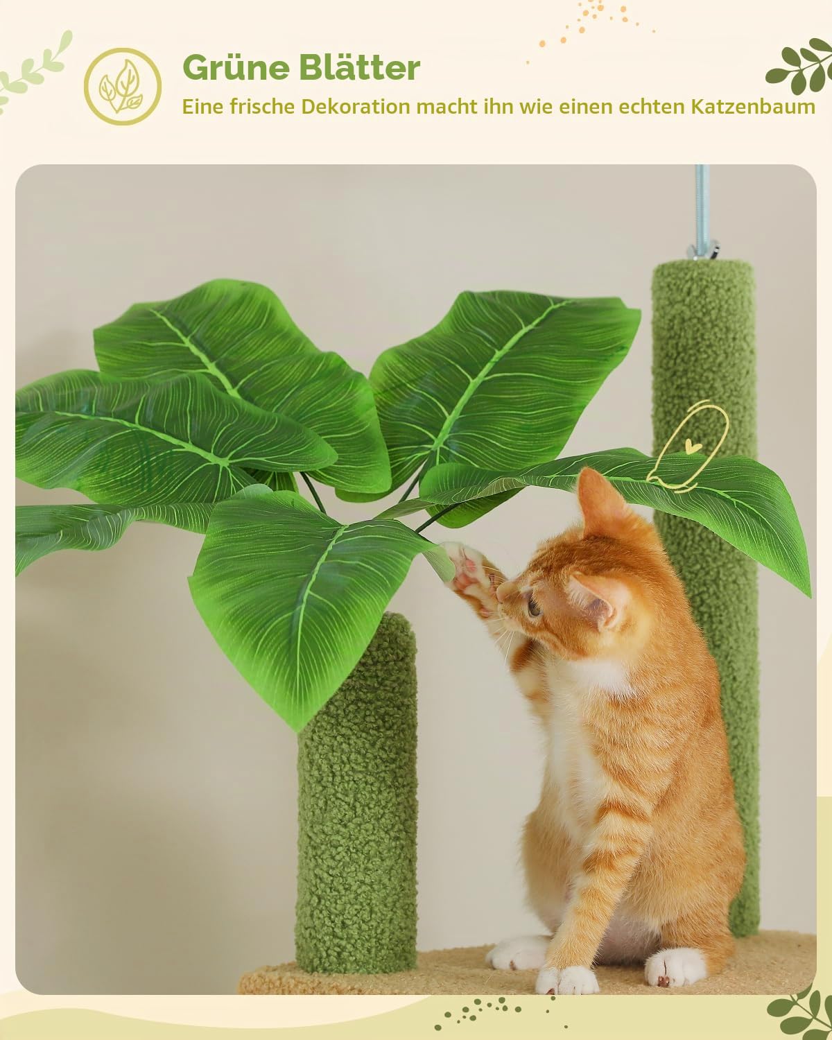 PAWZ Road Kaktus Kratzbaum Deckenspanner, 230-252cm Grün | deckenhoher katzenbaum, Hoch Katzenbaum Kaktus, Katzenhöhle, Katzenhängematte, Kletterbaum, 43L x 39B x 230H cm, Aktiv