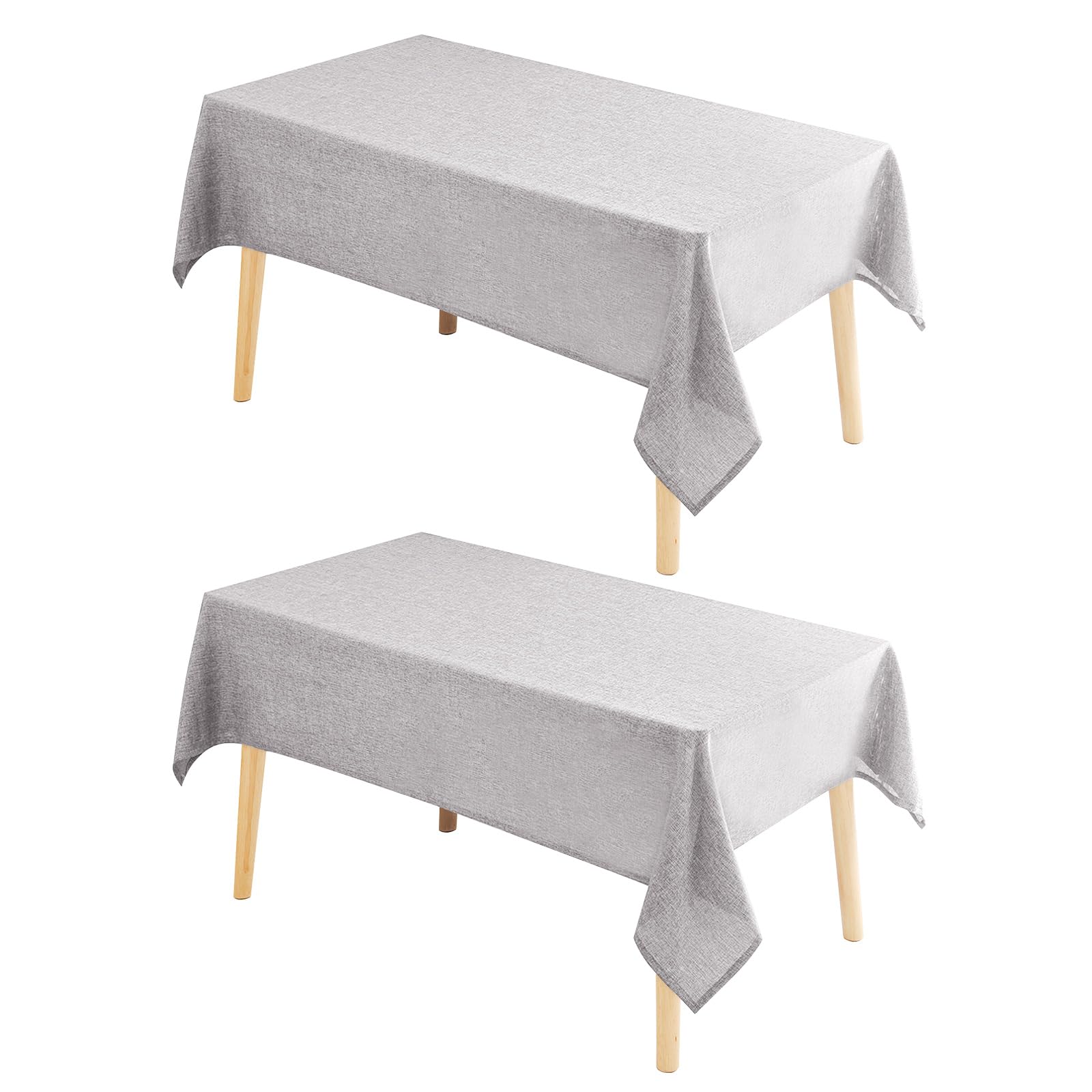 Hiasan 2 Pack Faux Linen Rectangle Tablecloth - Wrinkle and Stain Resistant Washable Table Cloth for Kitchen Dining Room Holiday Table Cover for Party Dinner, Stone, 30 x 60 Inch