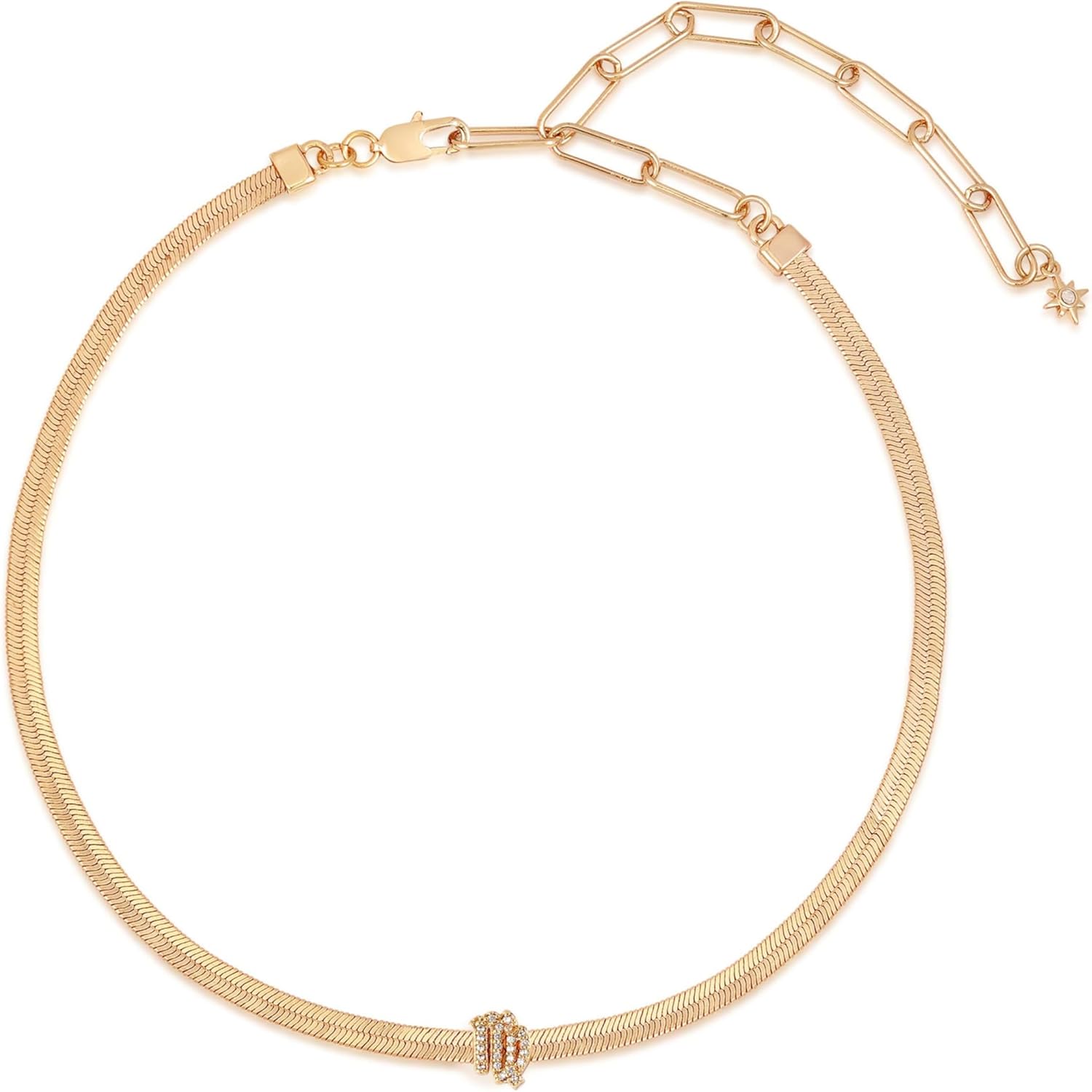 Ettika Choker Necklace For Women. Zodiac Scorpio Necklace, Herringbone Chain, 18K Gold Plated. Astrology Jewelry, Birthday Gifts for Women