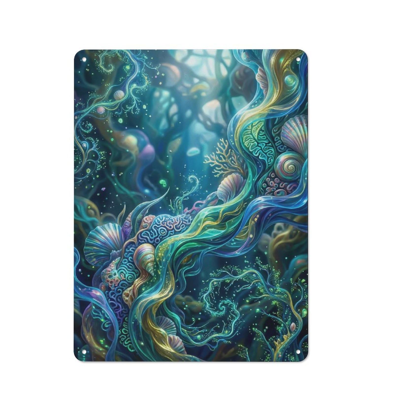Junmoney Style-18 Tin Wall Plaque 40X30cm With Underwater Fantasy World For Man Cave Or Games Room, A Housewarming Gift For Leisure-Room Decor Enthusiasts