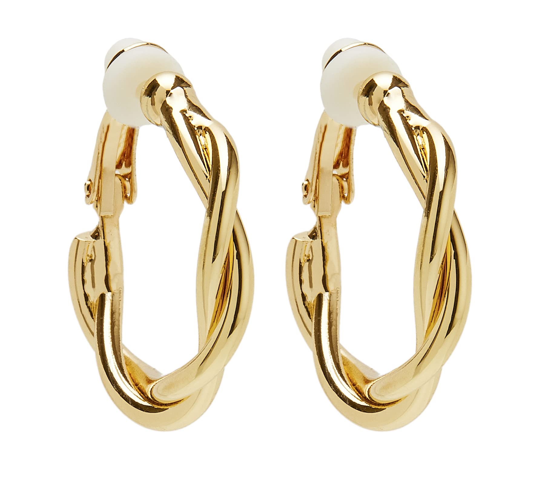 Bello LondonClip On Hoop Earrings - Gold Plated Small Twisted Rope Hoops - Demos