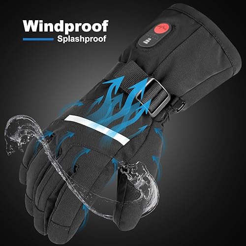 Miniatura 4 de Heated Ski Gloves, Unisex Winter Skiing Gloves, 7.4V Battery Power Rechargeable Heating Glove for Women & Men Skiing, Snowboarding, Snowmobile,