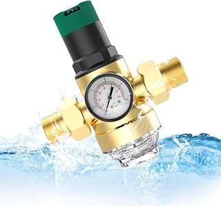 Wasser Druckminderer mit Manometer, Wasserfilter 1 Zoll Hausanschluss Druckminderer Wasser, mit Wasserdruckmesser Und Mesh Filter, Wasser überdruckventil Aus Messing zur Regulierung des Wasserdrucks