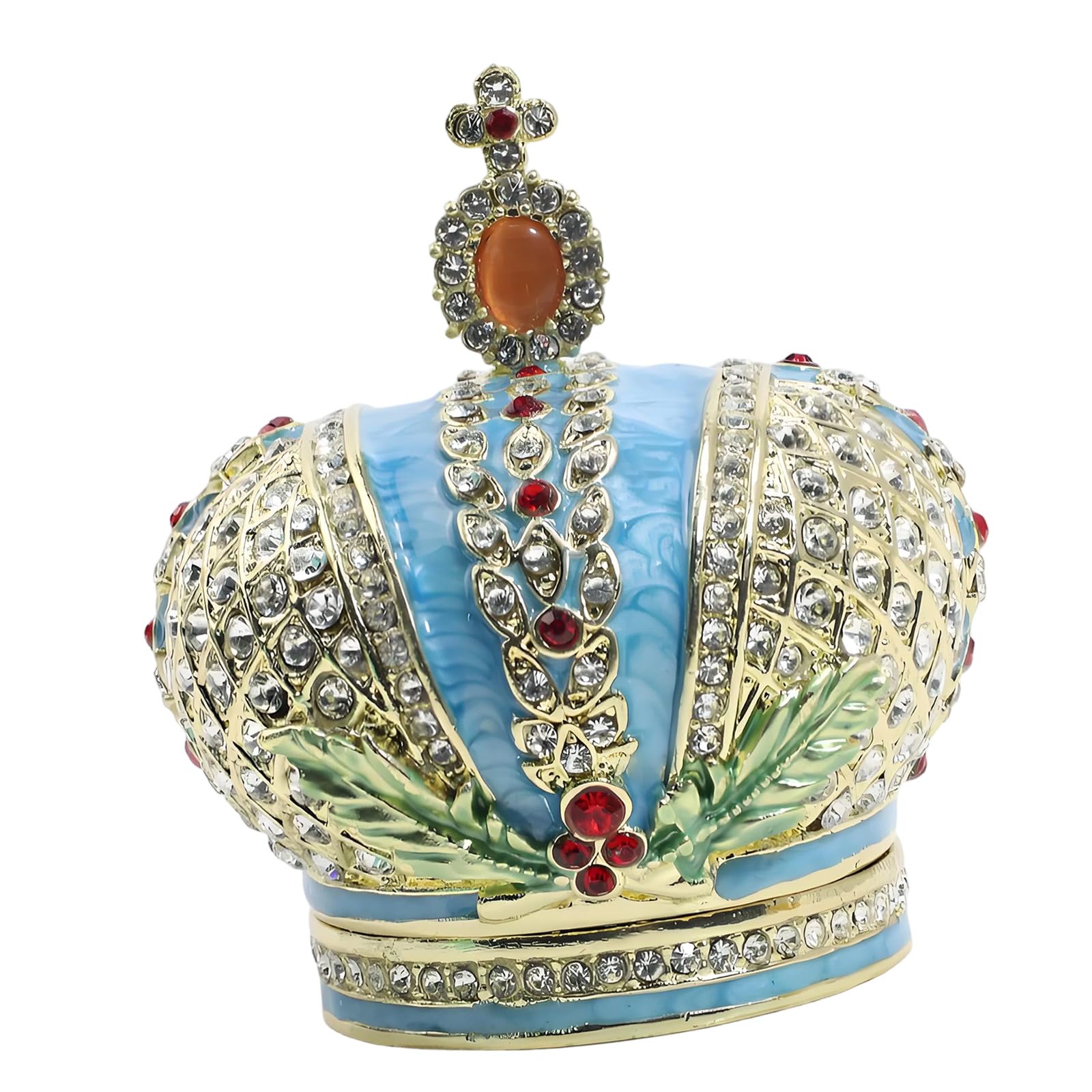 Shntig Decorative Jewelry Display Box, Crown Shaped Metal Case For Small Earrings Pendants And Daily Accessories With Ornate Detail Trinket Box Small Jewelry Case Earring Holder Pendant Vanity Decor