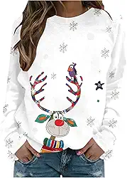 Roupas femininas de manga comprida moletom feminino gola redonda festival Natal outono inverno 2024 Y2K